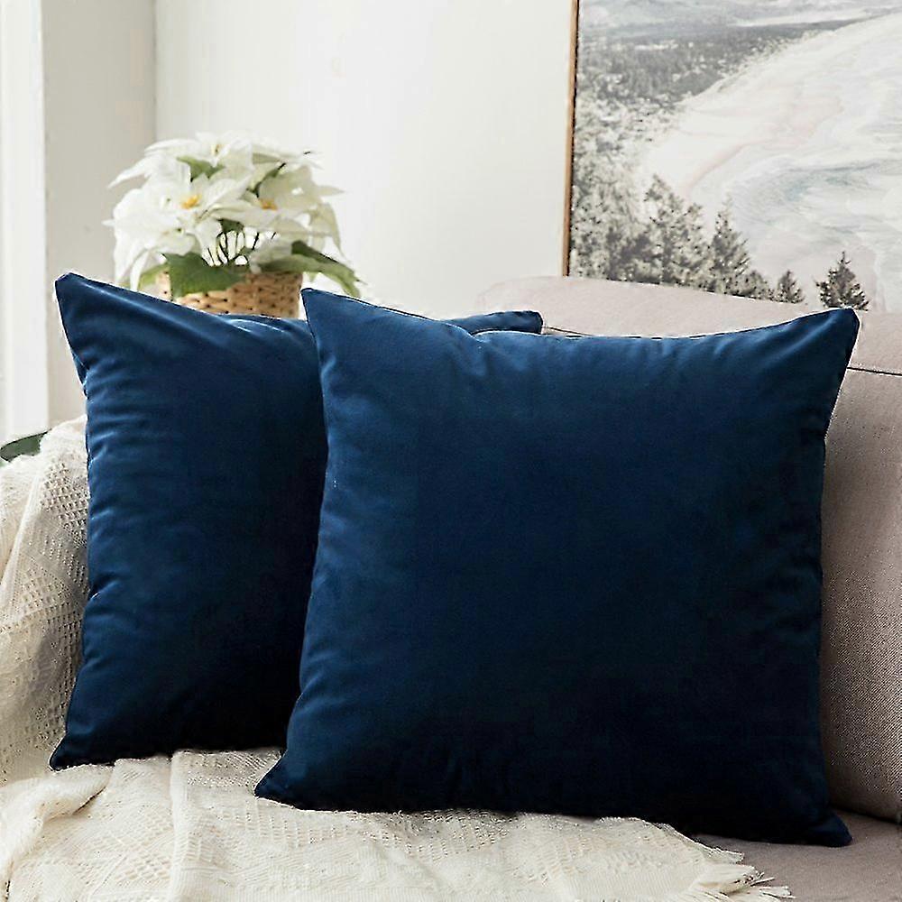 Set of 2 Plush Soft Square Pillow Covers 18x18 Inch Suitable for Sofa and Bedroom Use
