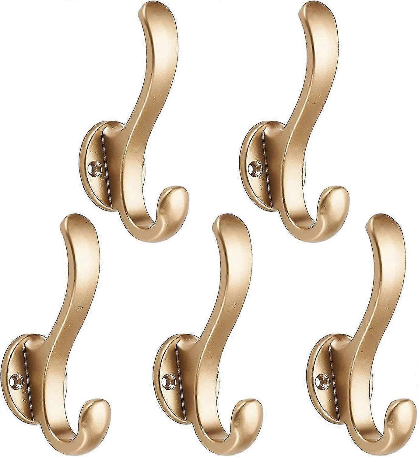 5-pack väggkrokar rocknyckel hatt handduk handväska kläder kraftig för vägg badrumsdörr guld - Ya