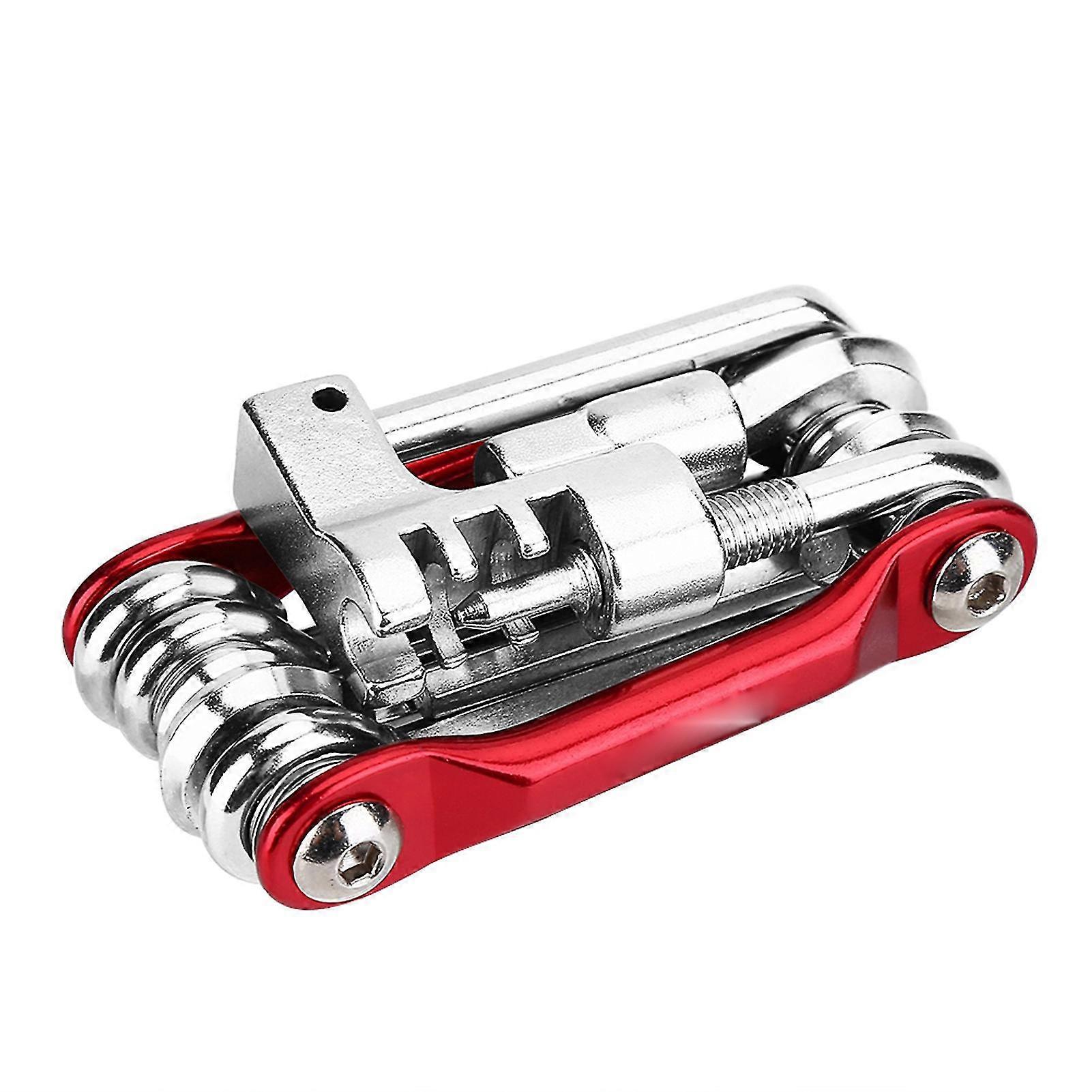 11-in-1 Multi-Function Bike Repair Kit with Hex Wrench & Screwdriver - Red