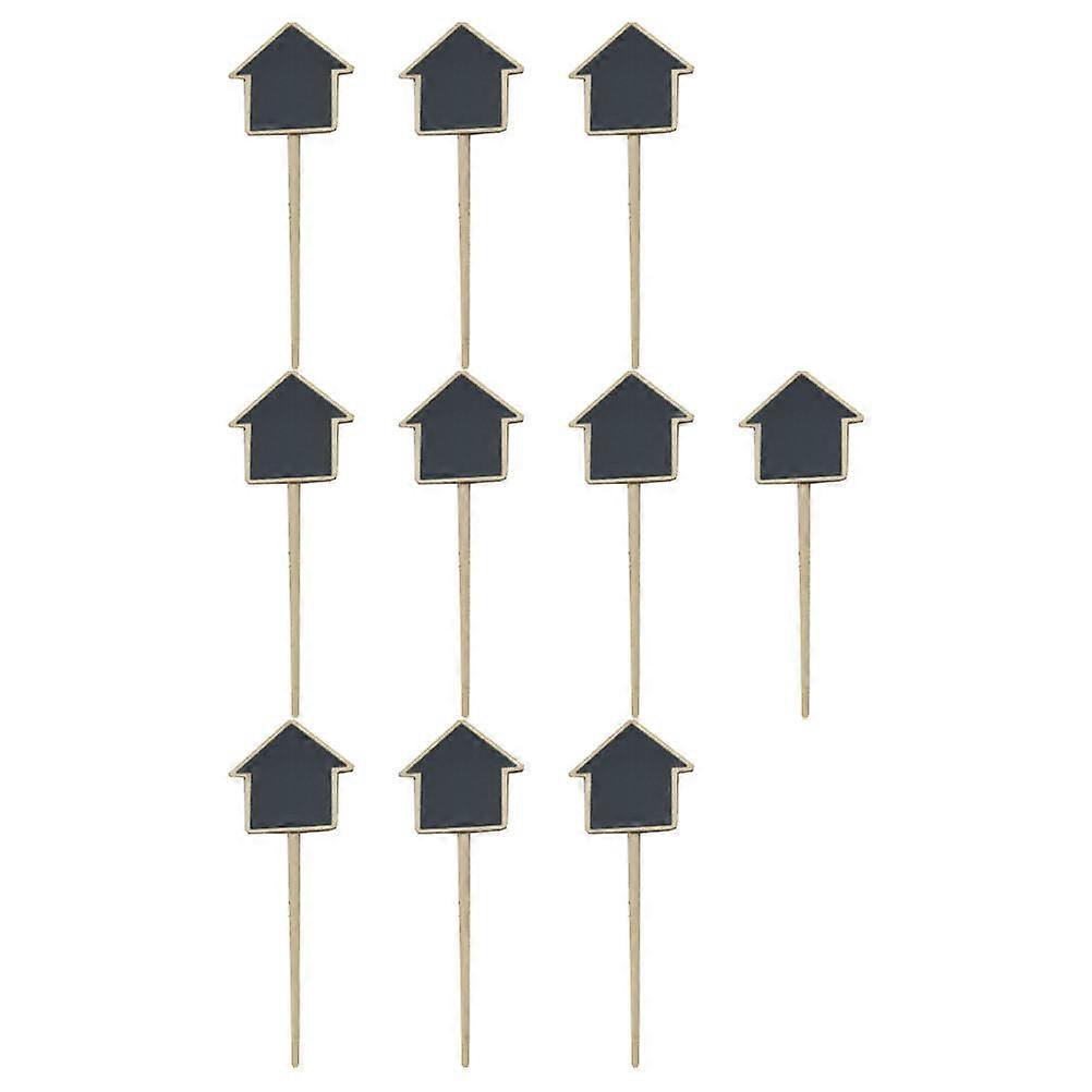 10 Pack Durable Mini Chalkboard Picks for Garden Decoration and DIY Projects in Black Synthetic Material