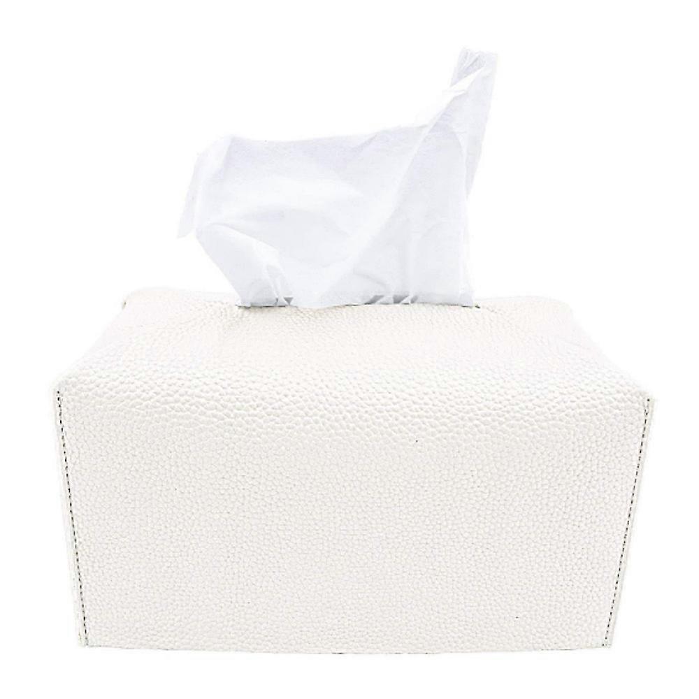 Simple And Colorful Leather Tissue Drawer, Desktop Tissue Bag, Rectangular Paper Box-White