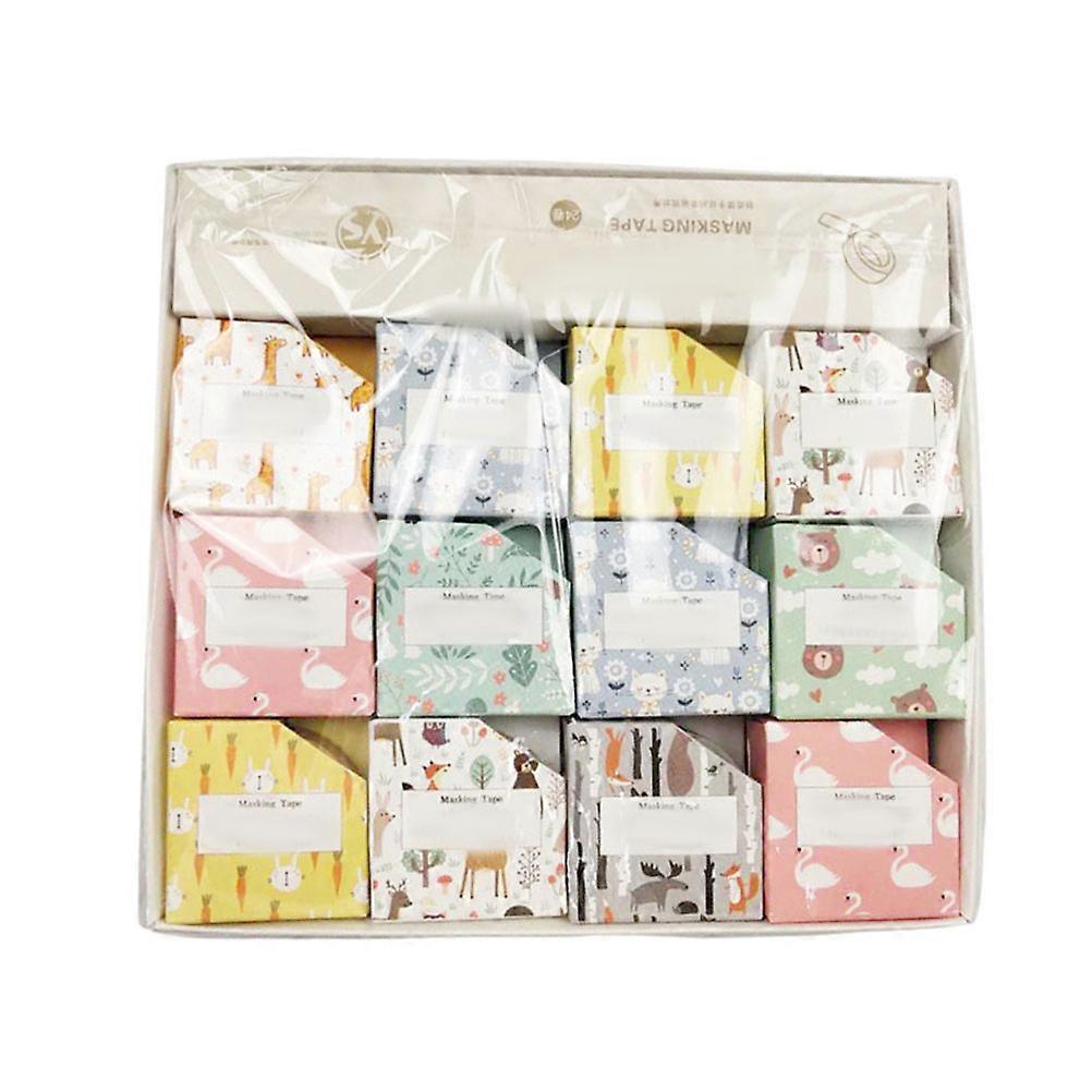 Decorative Sticky Tape Washi Packaging Tape Kids Scrapbook DIY Diary present Wrapping Assorted Color 1.5cm x 500cm x 0.1cm Peelable 24 Rolls