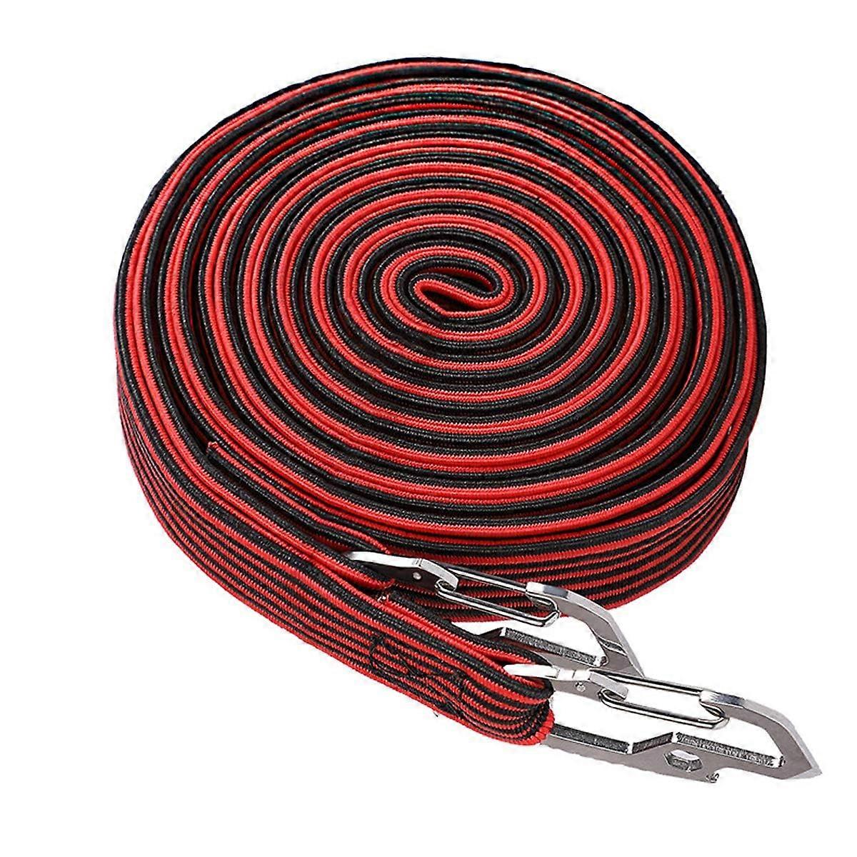 Bungee cords with hooks, elastic clips for bicycles, motorcycles, luggage (2m) 4m Red Ref: 5061
