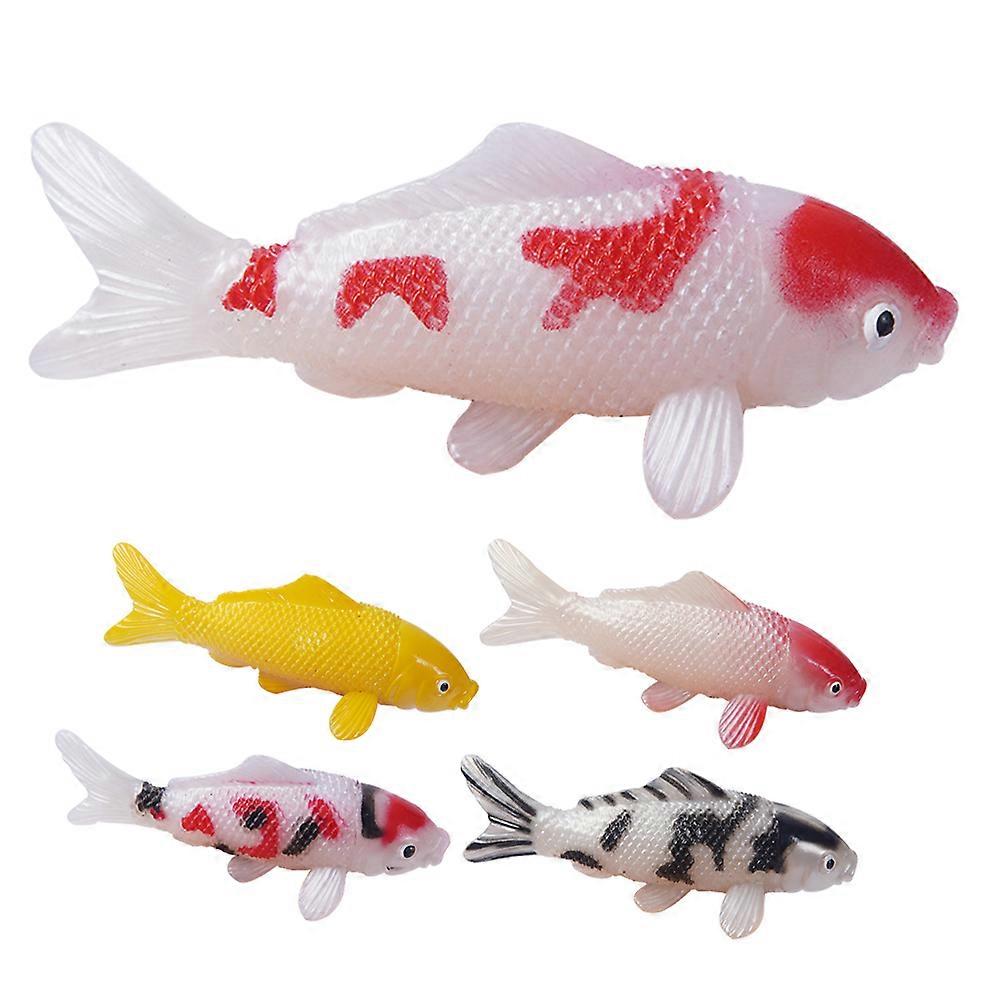 Tiny Plastic Fish Koi Fish Models for Photographers Red Silver Striped 5Pcs
