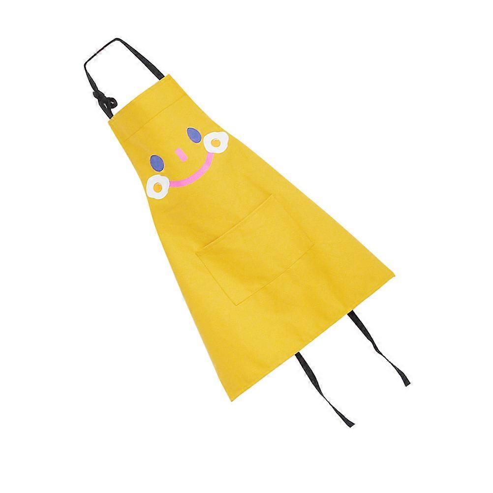 Adult Children Apron Adjustable Chef Kitchen Accessory For Home Cooking Big Eyes Pattern Yellow 1Pack