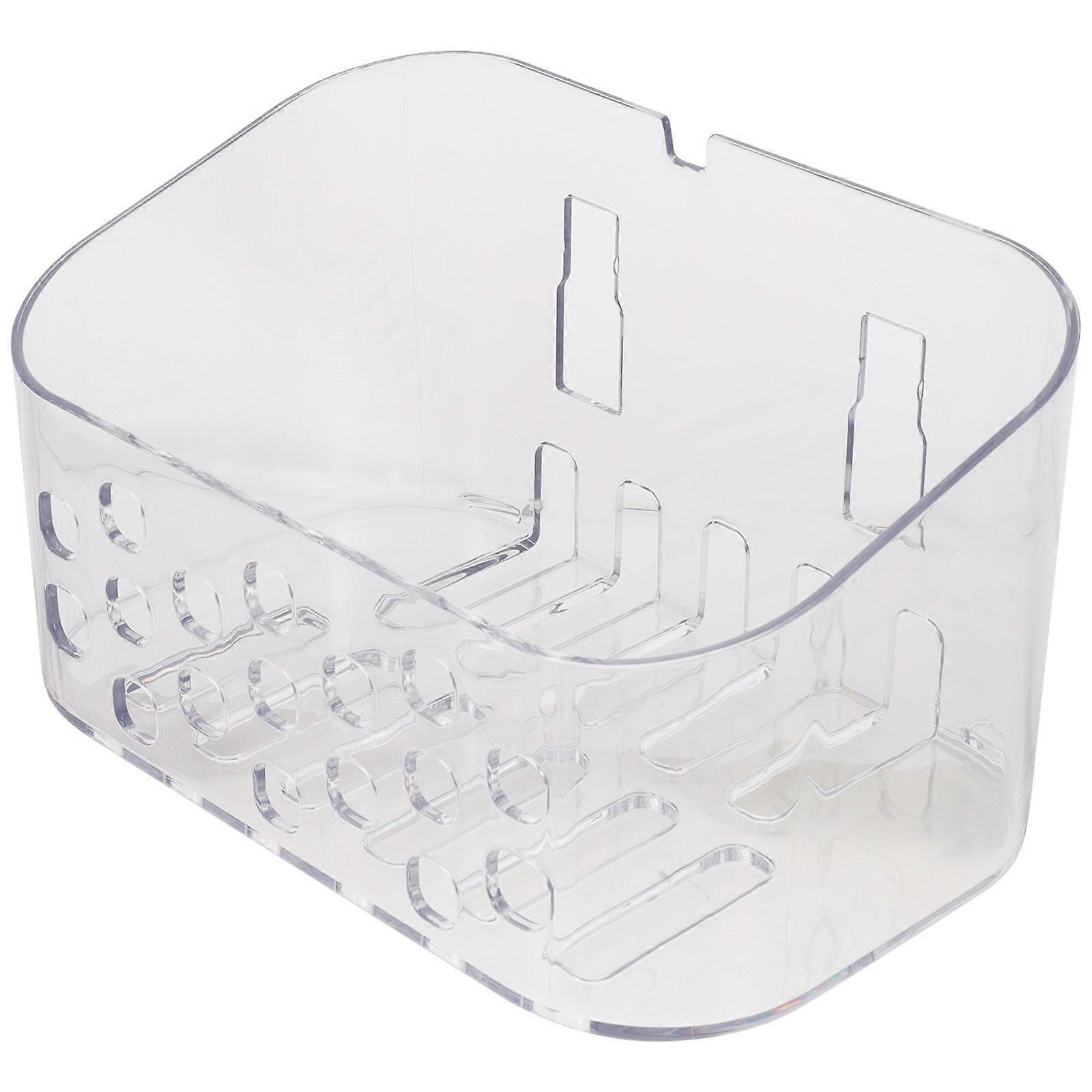 Wall Mounted Transparent Bathroom Shelf Organizer with Drain Basket for Shampoo, Toothbrush and Toiletries on Tile Surfaces – No Drill Storage Rack