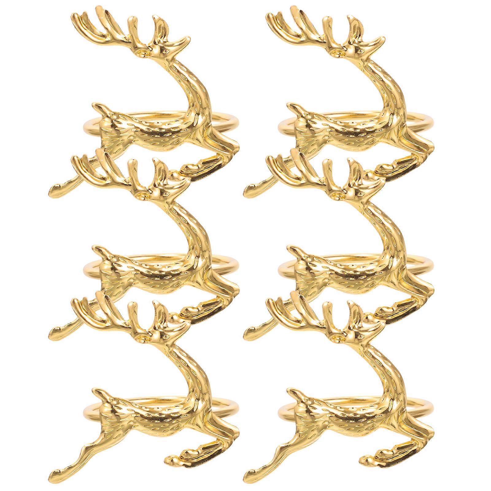 Deer Napkin Buckle Iron Material Golden Color for Dining Table Decor Rustic Farmhouse Style 6Pcs
