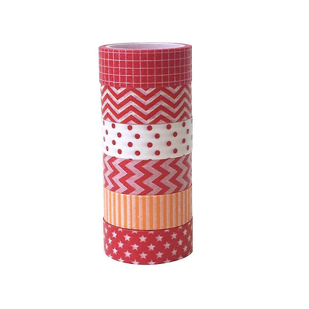 Colorful Decorative Tape Washi Paper Material For Women Diy Craft Home Decor Simple Design 6 Rolls
