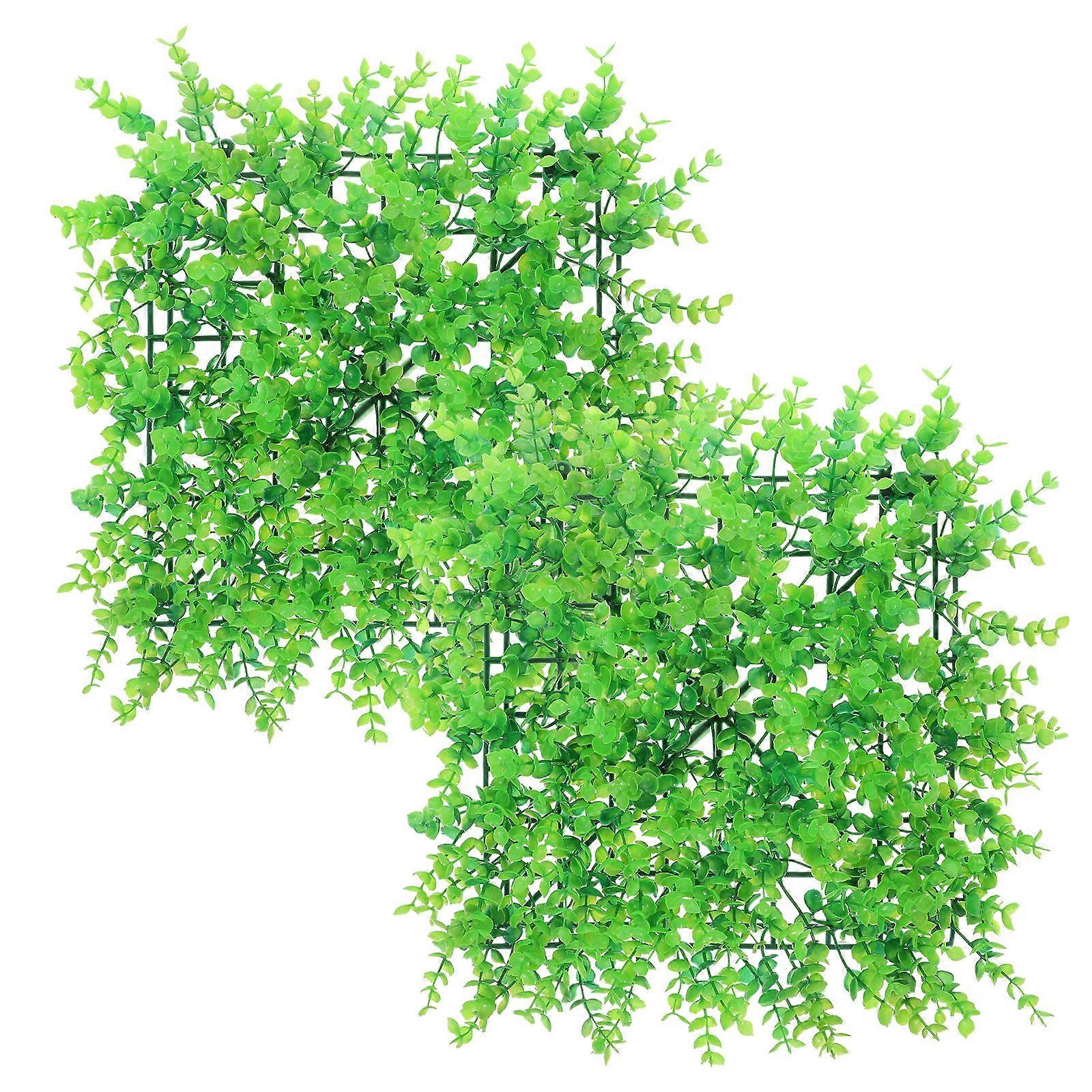Rustic Decor Faux Greenery Artificial Eucalyptus Grass Panels Home Decor Square 25.00X25.00X7.00CM 2Pack