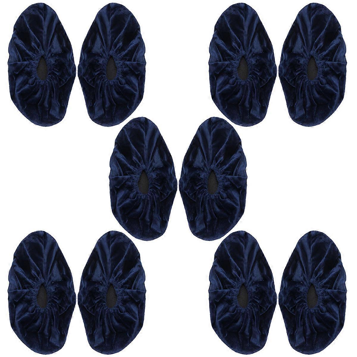 Easy to Clean Shoe Covers Reusable Dark Blue Flannelette Waterproof Rainproof 5 Pairs