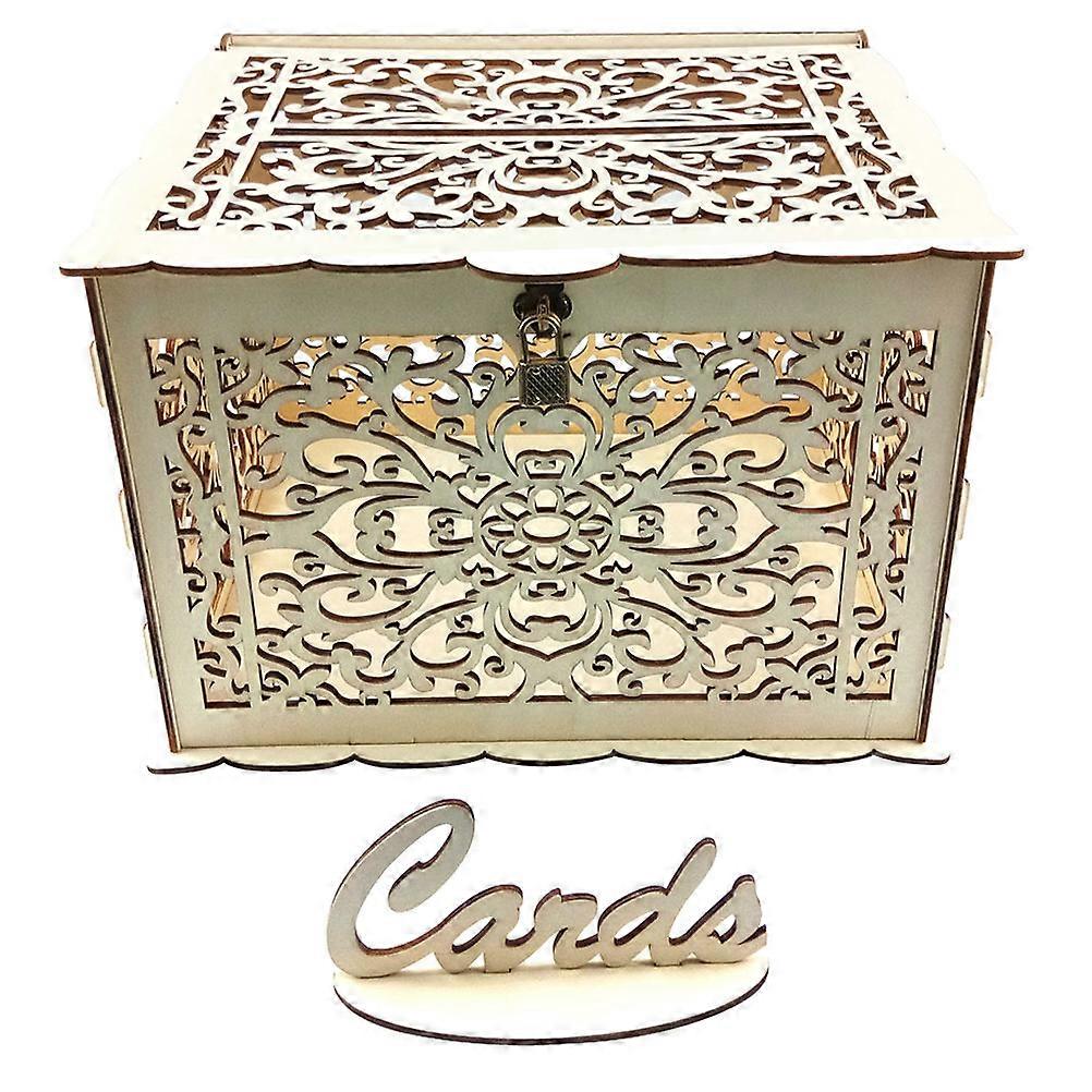 صندوق بطاقة نمط الخشب صندوق خشبي زخرفي للأزواج منظمي الحدث 30X24X22.5CM تخزين بطاقة 1 مجموعة