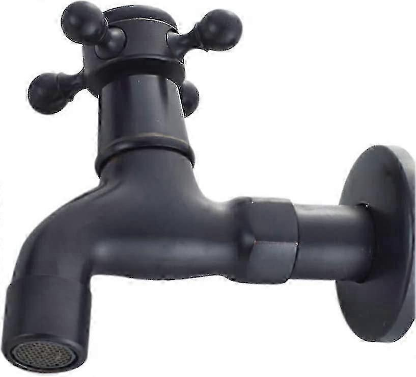 Vintage Cold Water Faucet With Single Handle G1/2 Interface - Wall Mounted(black) Tw