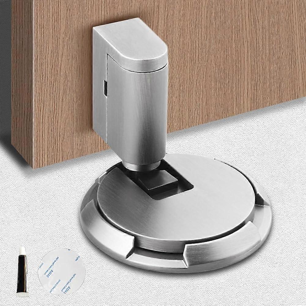 磁性门挡，自粘重型门架，无需钻孔，高度可调（银黑色）