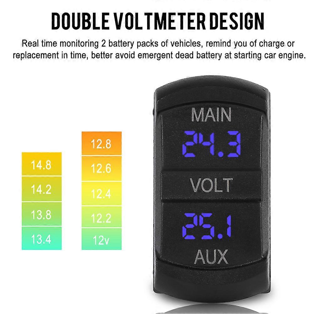 Voltmètre numérique double LED bleue universelle 10V-60V DC pour batterie de VTT de camionnette RV