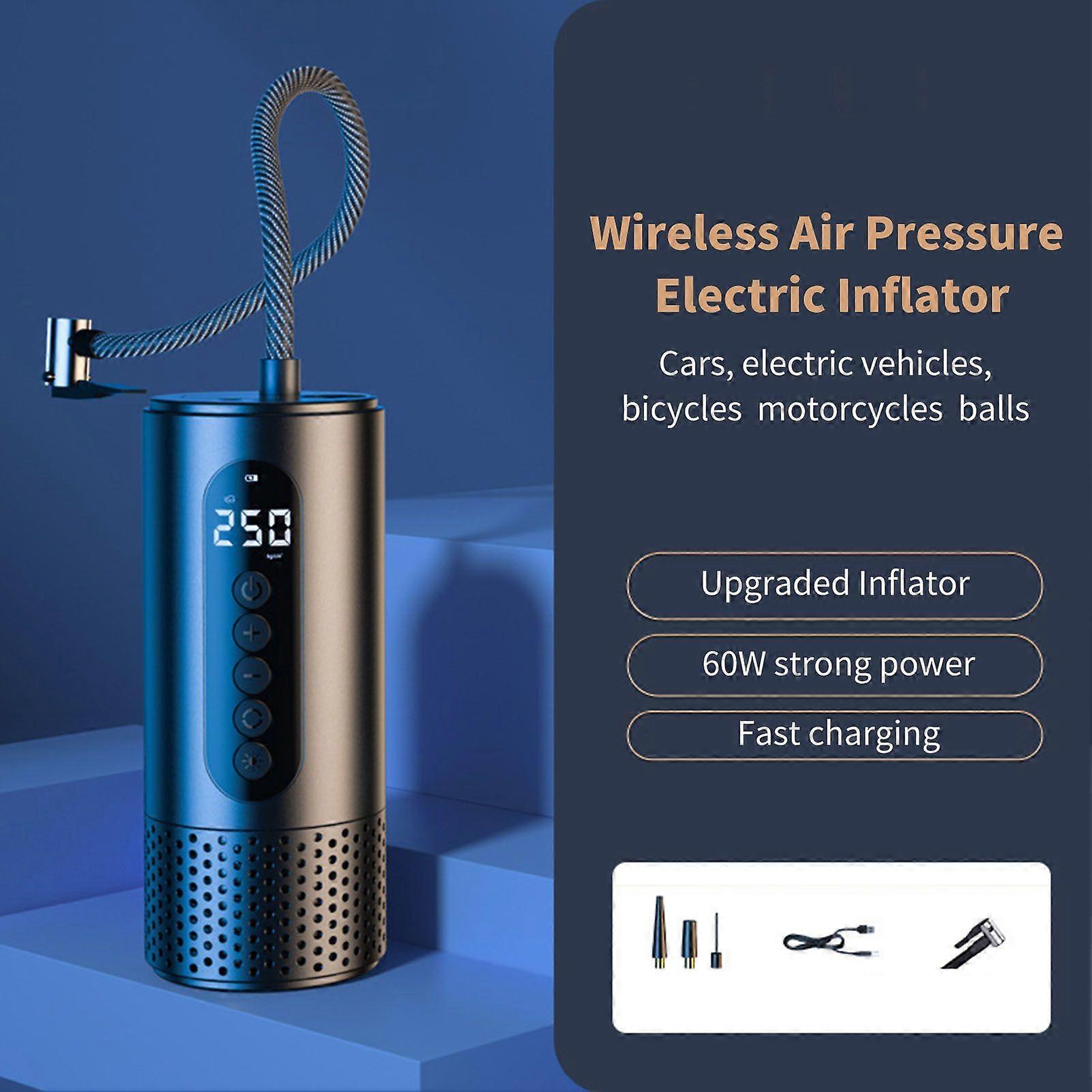 12V Wireless Portable Smart Digital Air Pressure Electric Inflator Pump Black Low Noise LED lighting Full Auto StopFor Cars Automobile Inflatable Tool