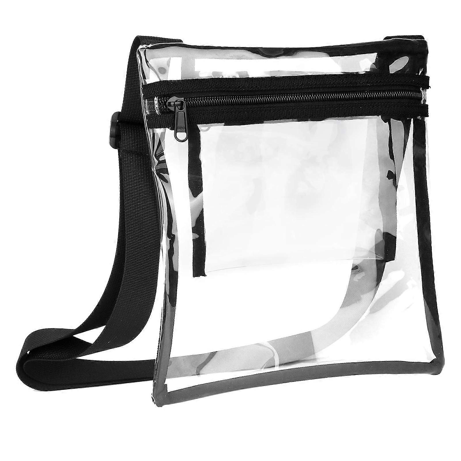 Clear Stadium Approved Shoulder Bag for Concerts and Sports Events, Black, Compact Size, Durable Material