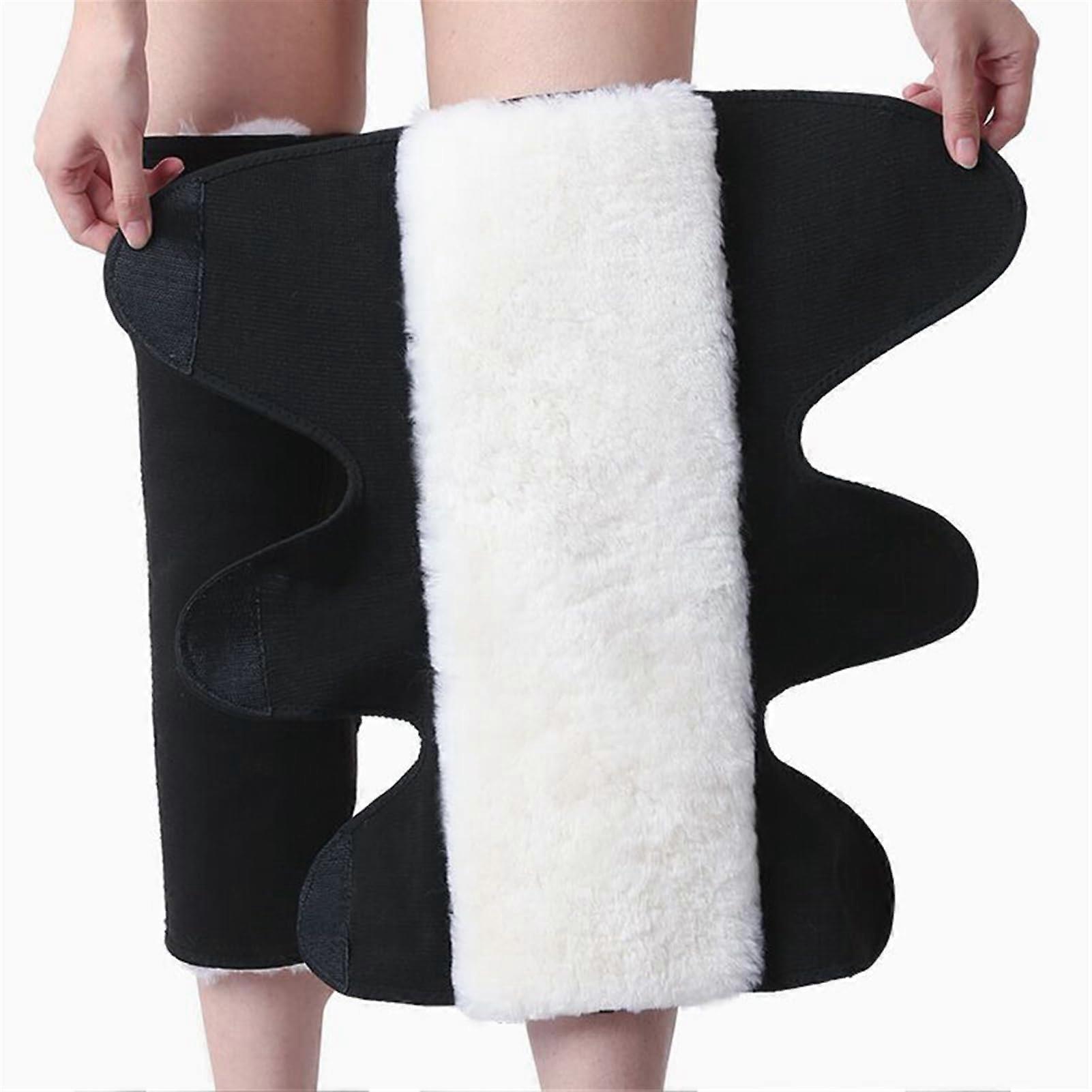 Unisex Winter Warm Knee Warmer - Elastic Knee Support with Velcro Fastening, Size M, Black Color, Comfortable Fit