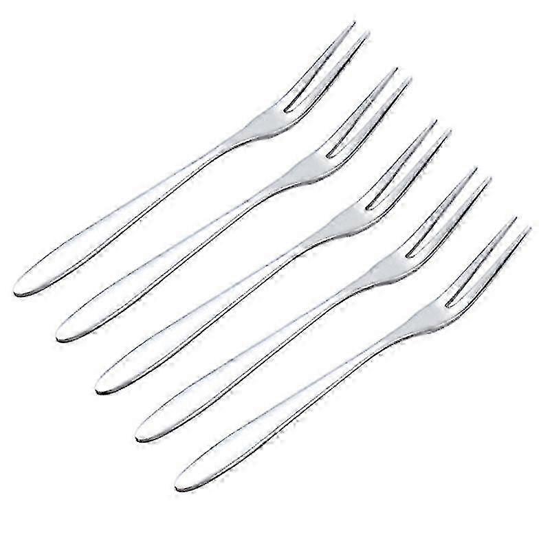 5 pcs delicate stainless steel fruit and cake forks for children's use (pointed tail fork)