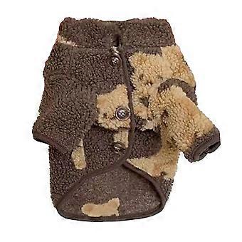 Pet Plush Clothes Cute Pattern Winter Comfortable Warm Dog Cat Clothes for Home Travel Party Brown Bear M