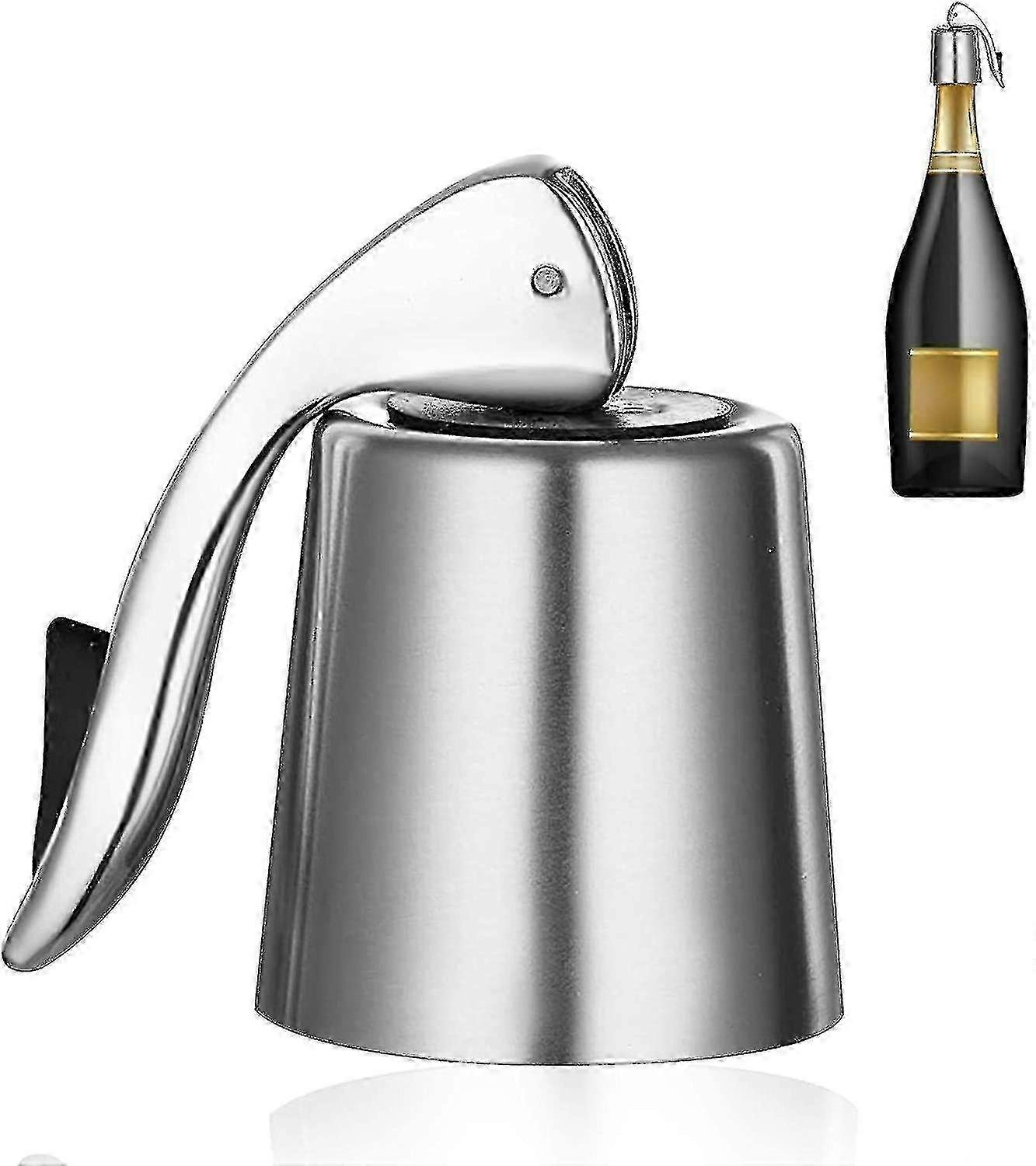 コルク栓抜き付きワインストッパー、ステンレス製ワインプラグ、シリコンワインキャップ、再利用可能なボトルストッパー-CHUNCC