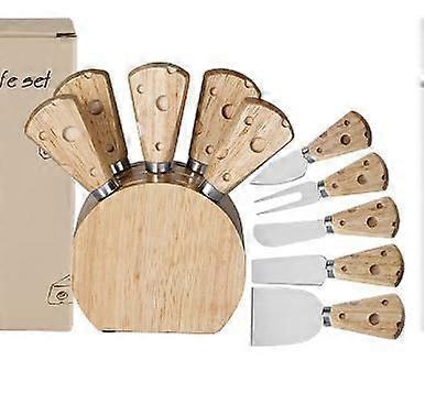 1 Set Cheese Spreader Set With Wooden Handle Stand - Stainless Steel Butter Cutter Spreader Portable Cheese Cutting Spatula Slicer For Charcuterie Boa