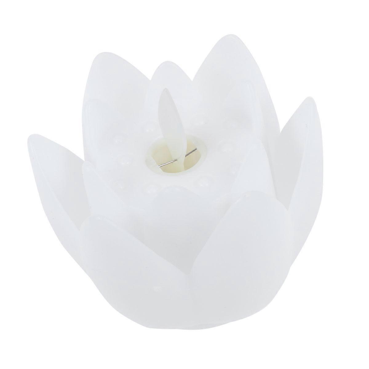 Simulation Lotus Shaped Candle Flameless Led Candle Realistic Dancing Led Candle Flower Decorative Light For Table Decor White 5 5 X 7 X 5 5 Cm 1Pair