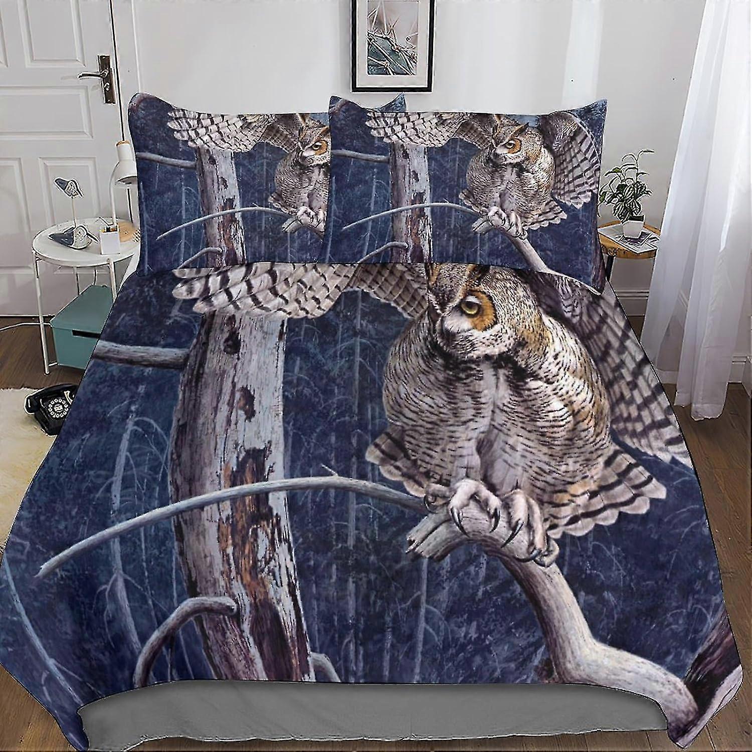 Conjunto de cama de animais de desenho animado Capa de edredão de 3 peças Microfibra macia com fecho de zíper para conjunto de capa de edredão de quarto