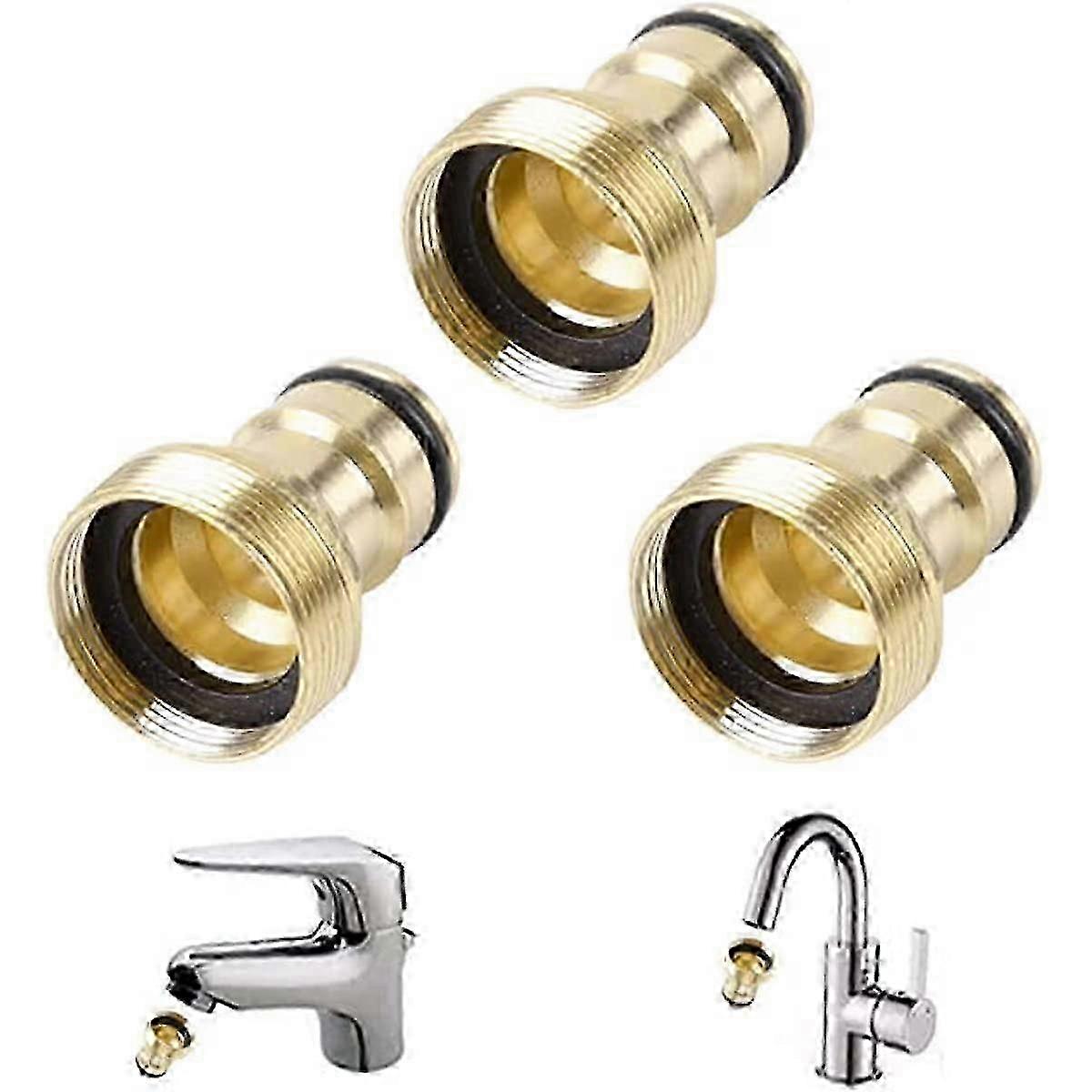 Brass Garden Hose Connector Set of 3 for Kitchen Mixer Tap Hose Adaptor Fitting
