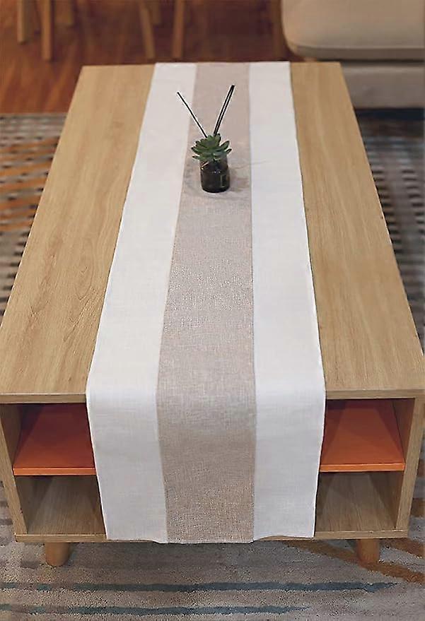 1pcs Hemp Bamboo Table Runner, Two-Tone Stitching