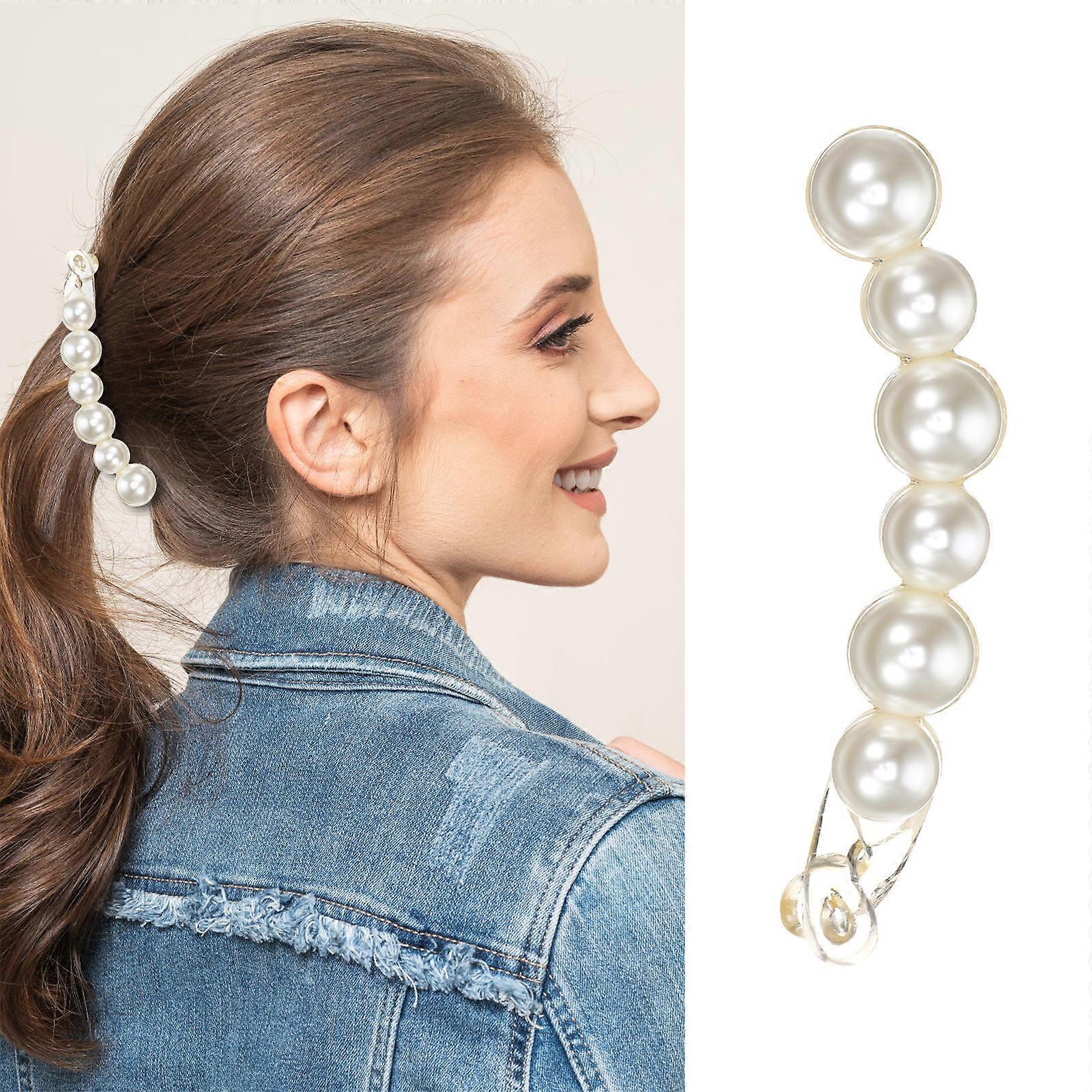 Pearl Combs Clip Plastic Hair Clasp Ponytail Barrettes 1 Set