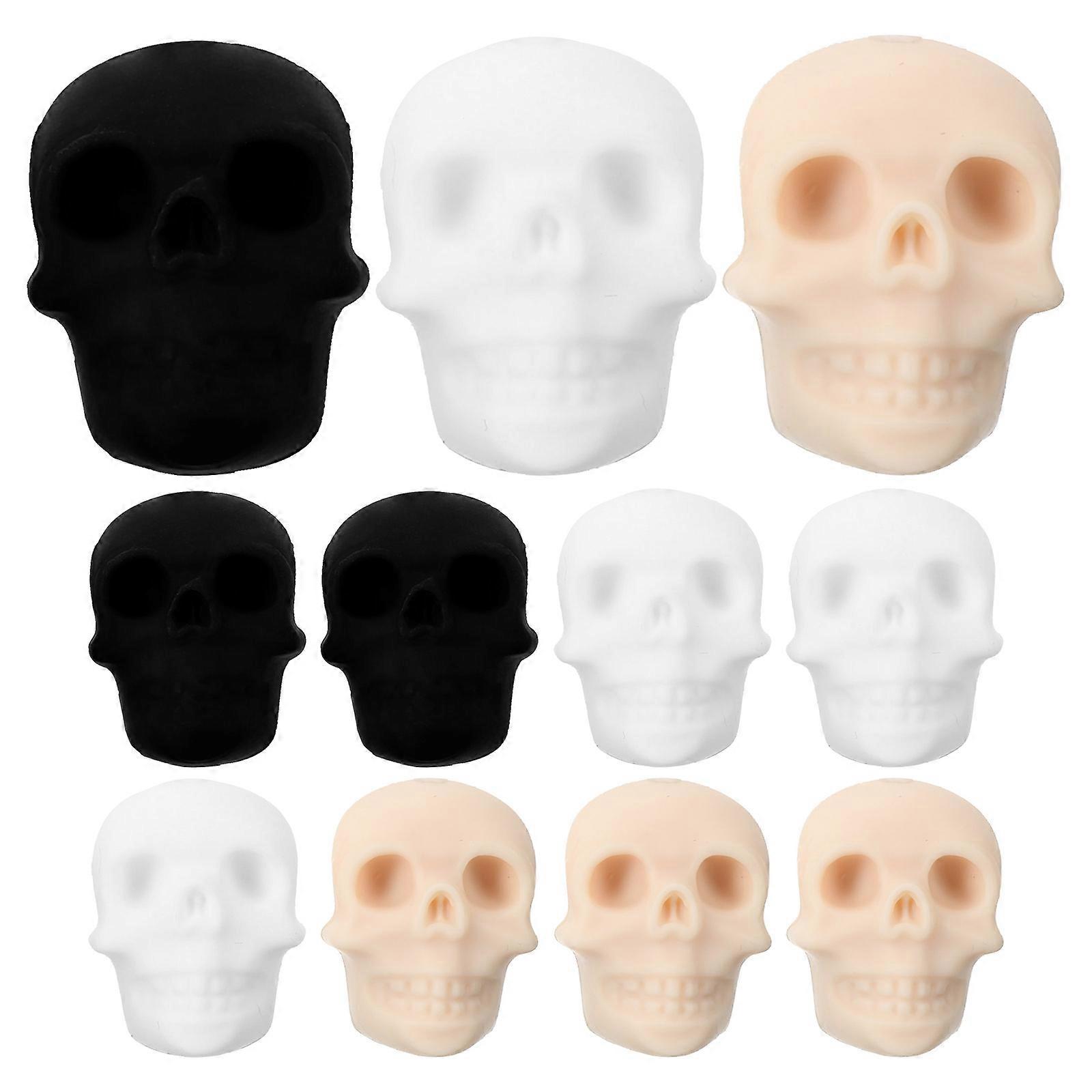 Knitting Tool Protector Black Skull Shape DIY Craft Accessories 12Pcs