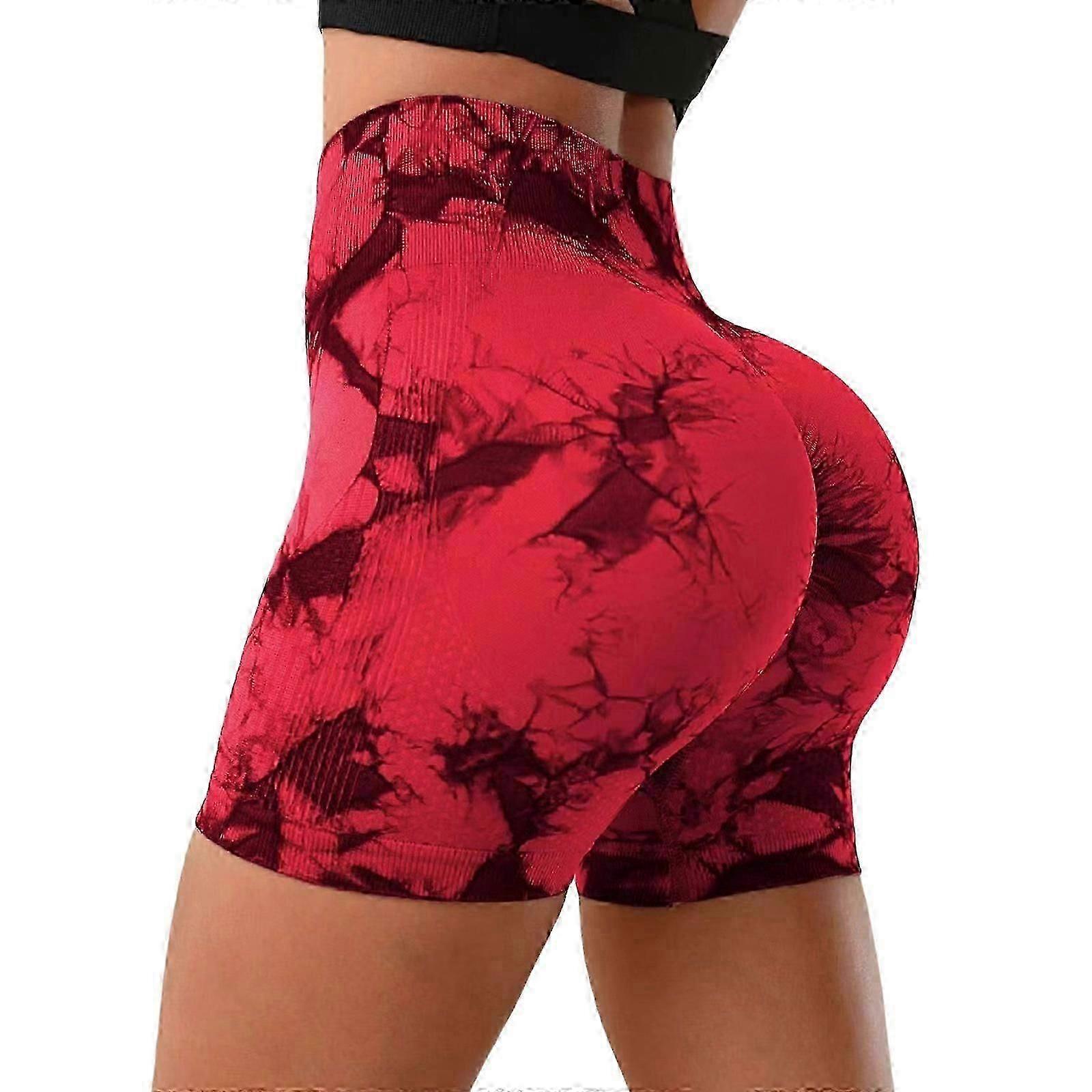 Tie Dye High Waist Yoga Shorts for Women - Gym Running Cycling Workout Shorts