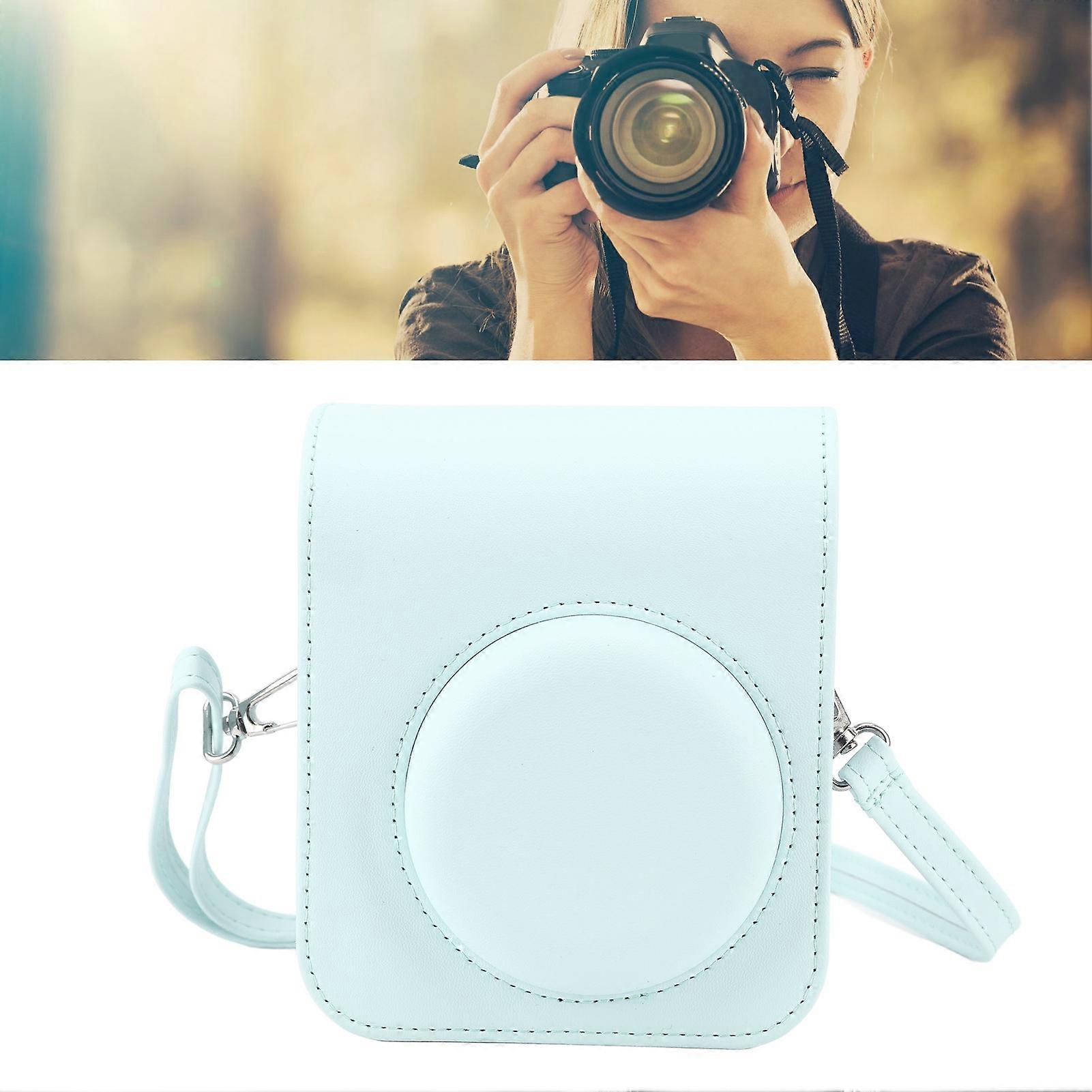 Mini Instant Camera Protective Bag PU Camera Case With Adjustable Shoulder Strap For Fujifilm Instax Mini 12 Camera Mint Green 
