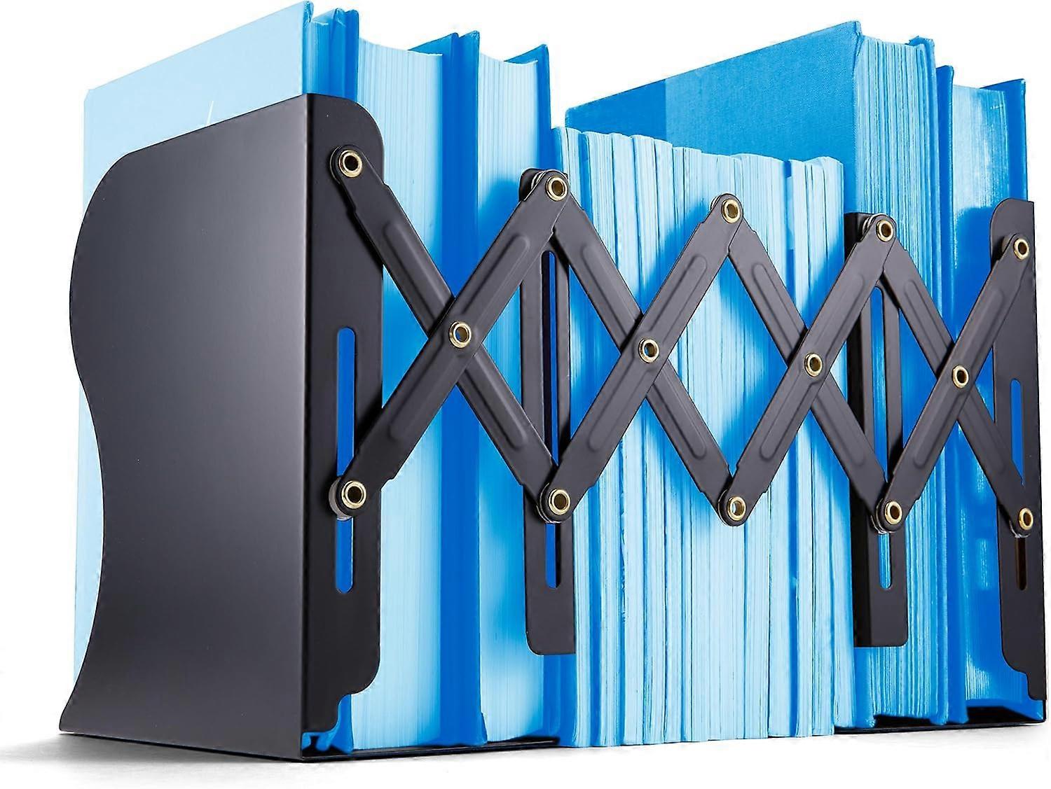 Adjustable Bookends, Expandable 4"-18", Black.