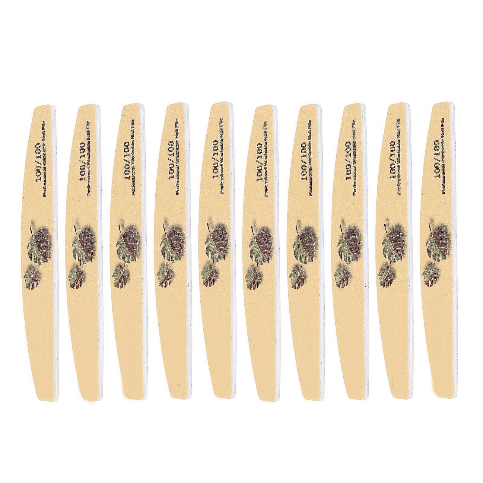 10pcs Nail File Professional Washable Reusable Double Sided Nail Buffer File Manicure Tool (Yellow)