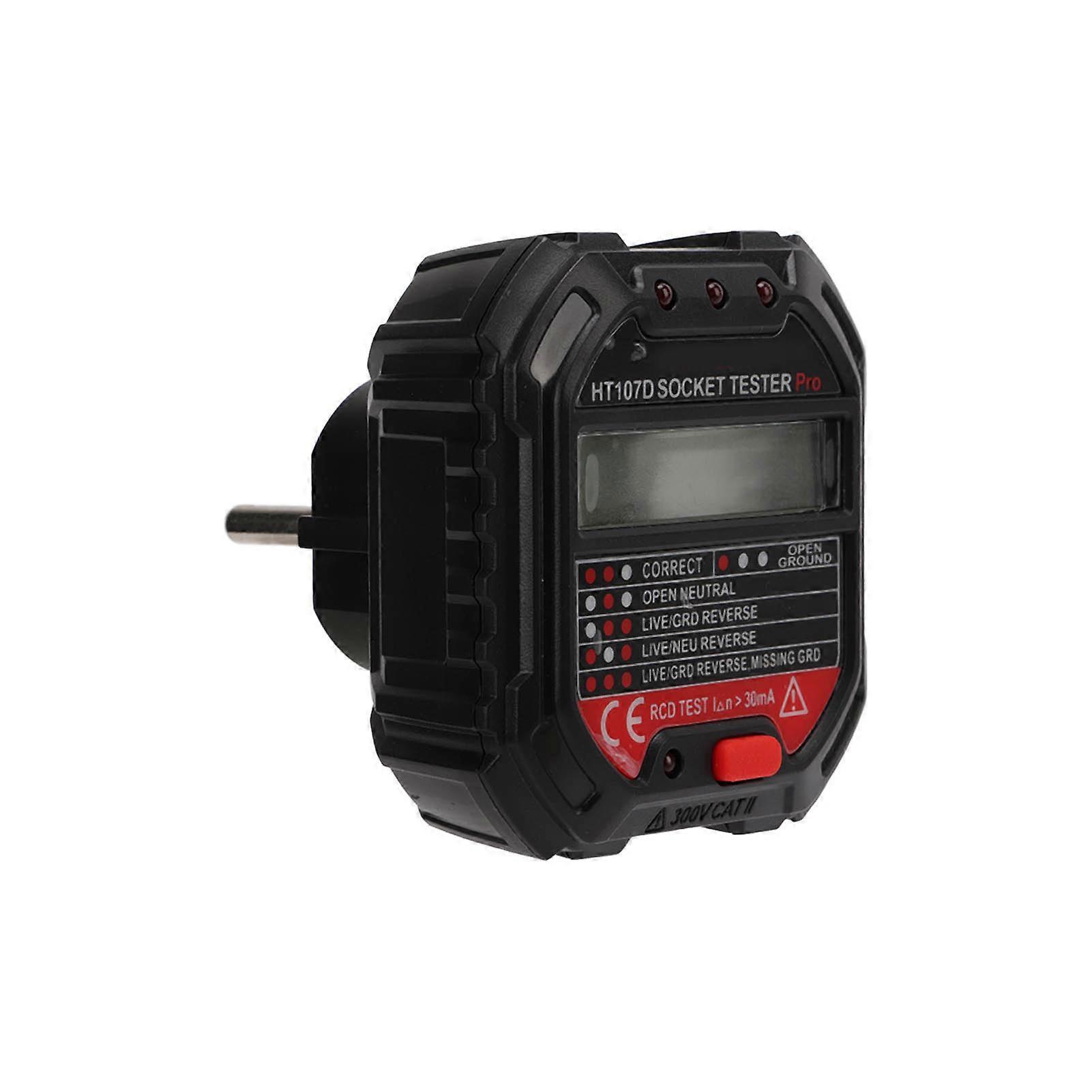 HT107D Multifunctional Socket Tester Digital Display Electrical Ground Wire Detector /45-65Hz