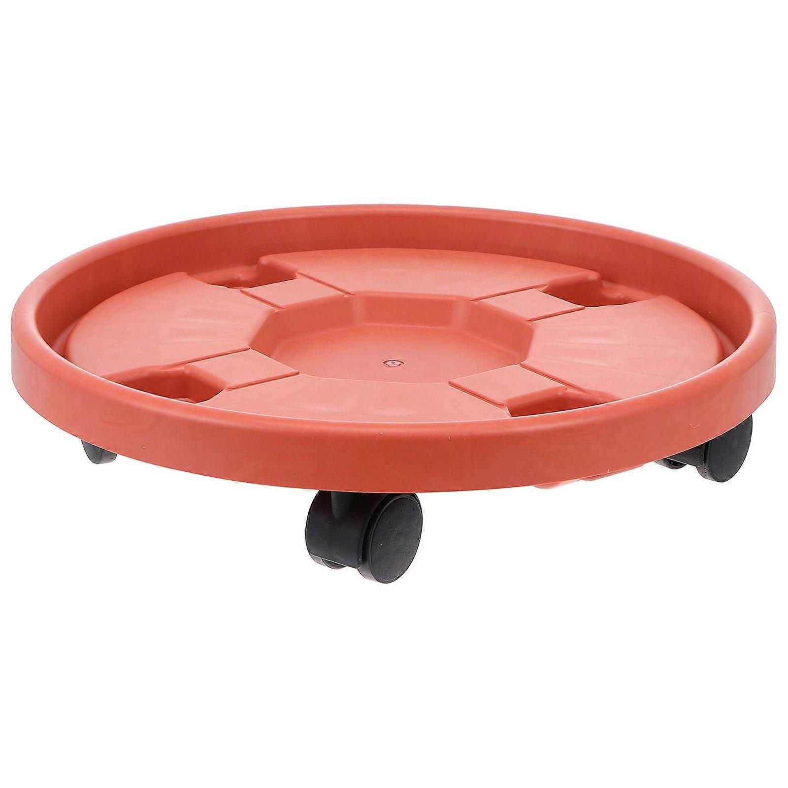 White Plastic Flowerpot Saucer with Smooth Wheels for Home Use Thick and Durable 1Pc