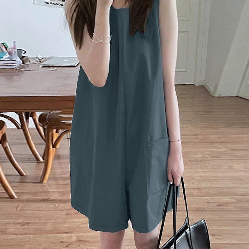 ZANZEA Womens Loose Casual O-neck Sleeveless Summer Short Jumpsuits Overalls