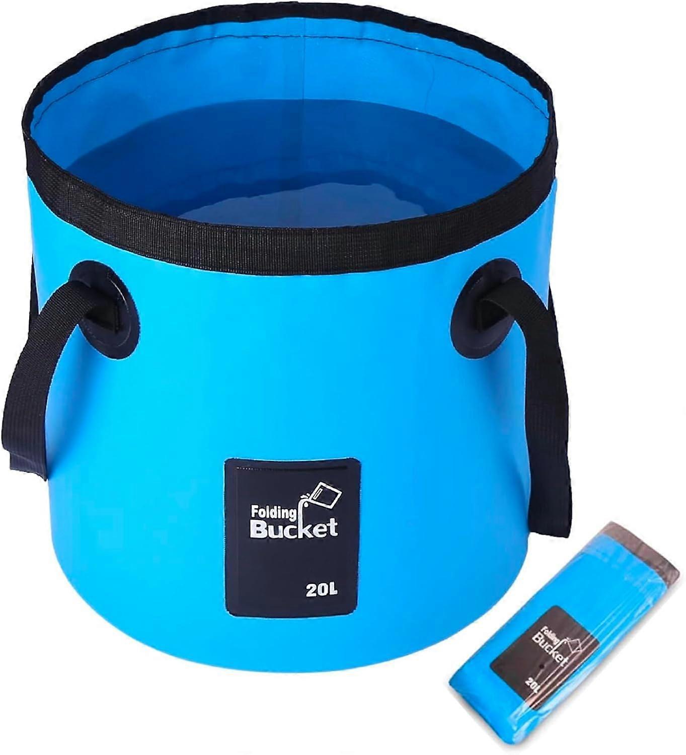 ZENGO Collapsible Bucket with Handle, Lightweight Folding Water 20L, Multifunctional Portable Collapsible Bucket Wash Basin, Blue