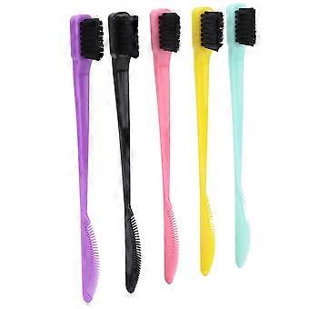 5pcs Dual Edge Brush Comb 2 In 1 Edge Double Sided Control Hair Hairline Eyebrow Brush Comb Makeup ToolsYMMR)