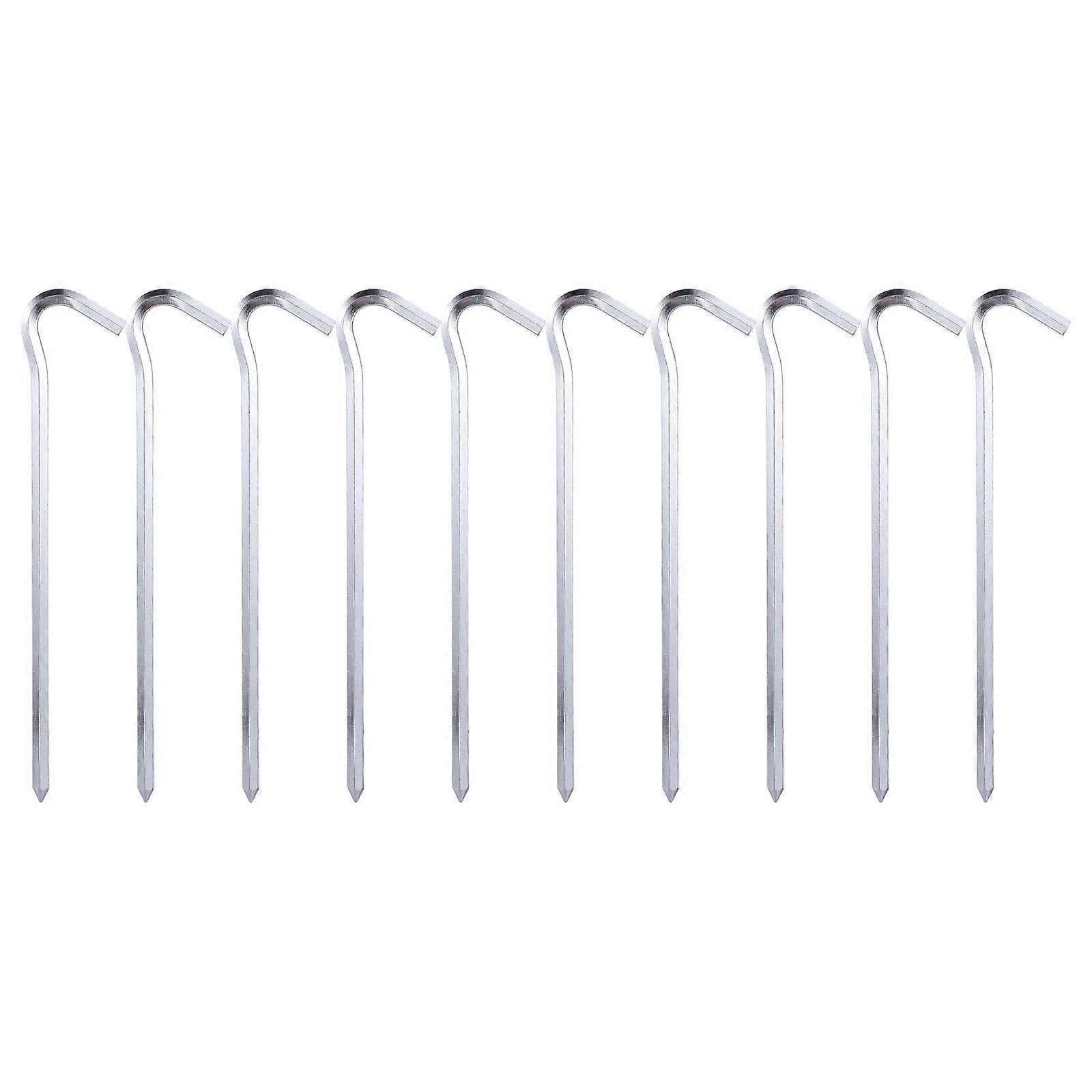 Outdoor Tent Stakes Heavy Duty Question Mark Shape Silver 18X1X1CM Rust Proof 10Pcs