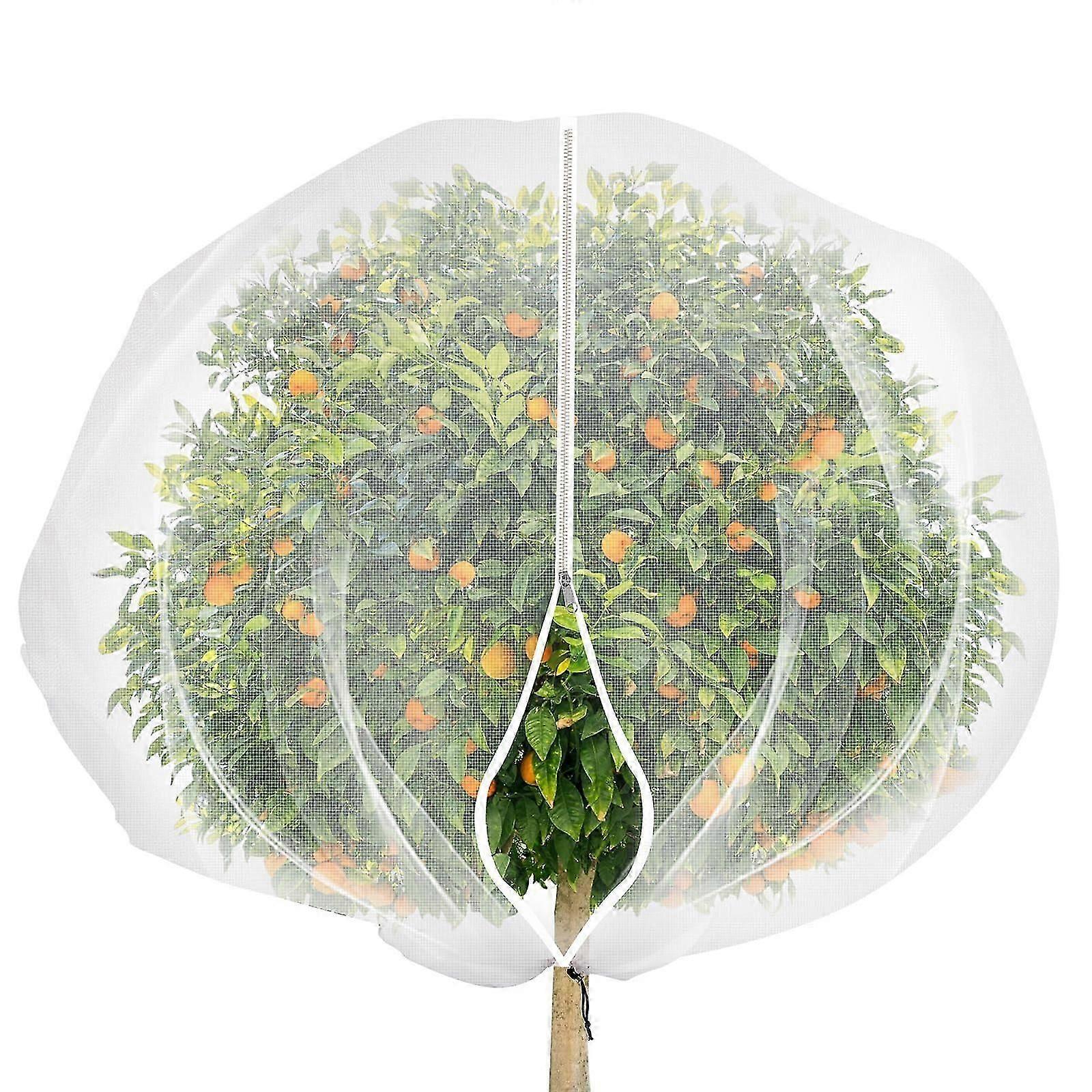 Large Fruits Tree Netting Cover with Zipper and Drawstring,Garden Insect Netting Plant Cover Transparent Bird Plant Barrier Flower Fruits Mesh Screen