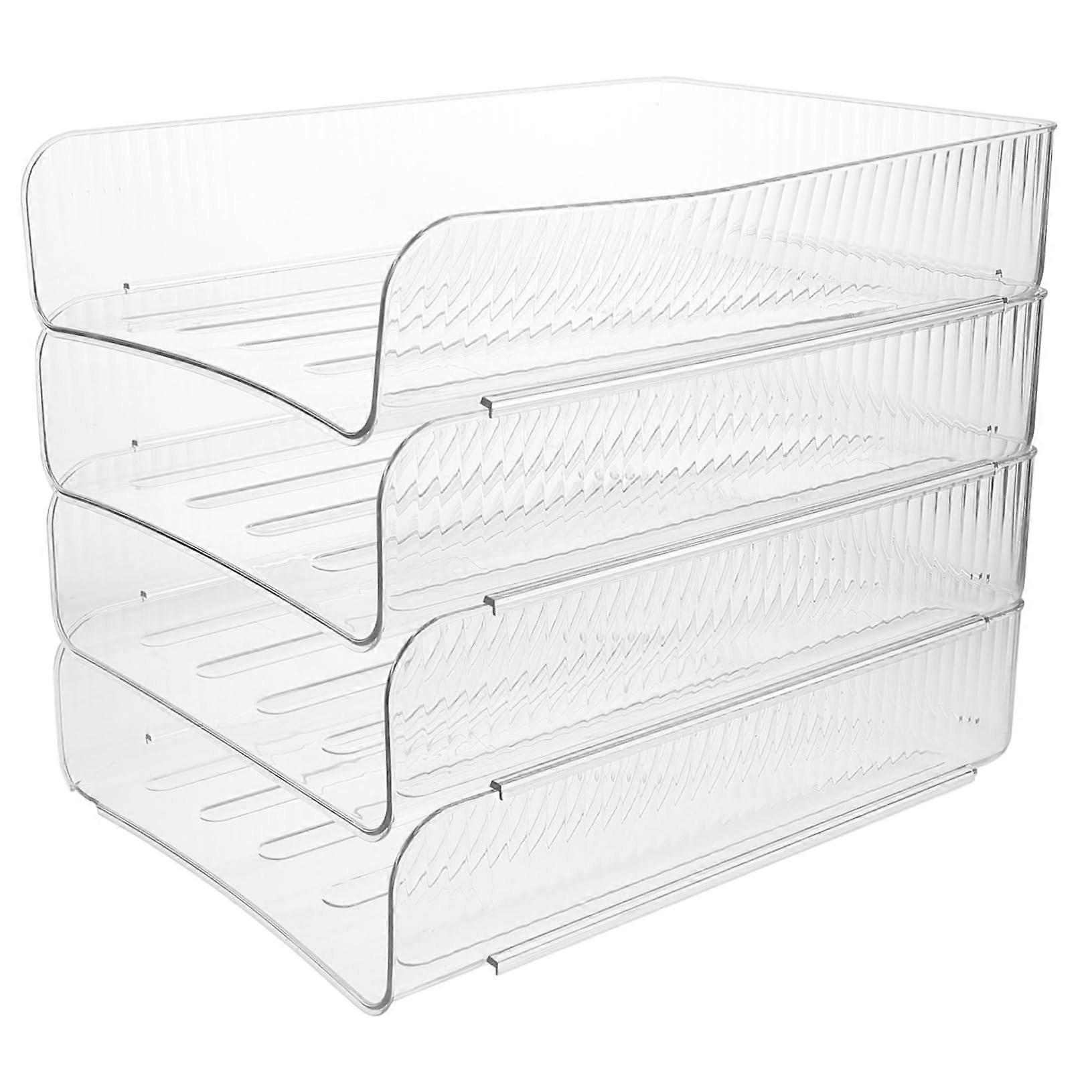 Stackable Letter Trays Set of 4, Paper File Organizers for Desk, Office Document Storage, Durable Plastic Construction