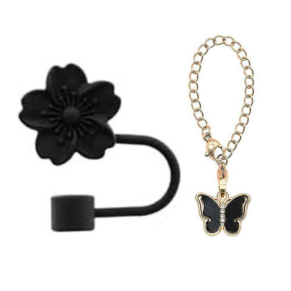 10 mm Blumen-Silikon-Strohhalm-Kappe, Schmetterlings-Charm-Kette für Stanle W8I5