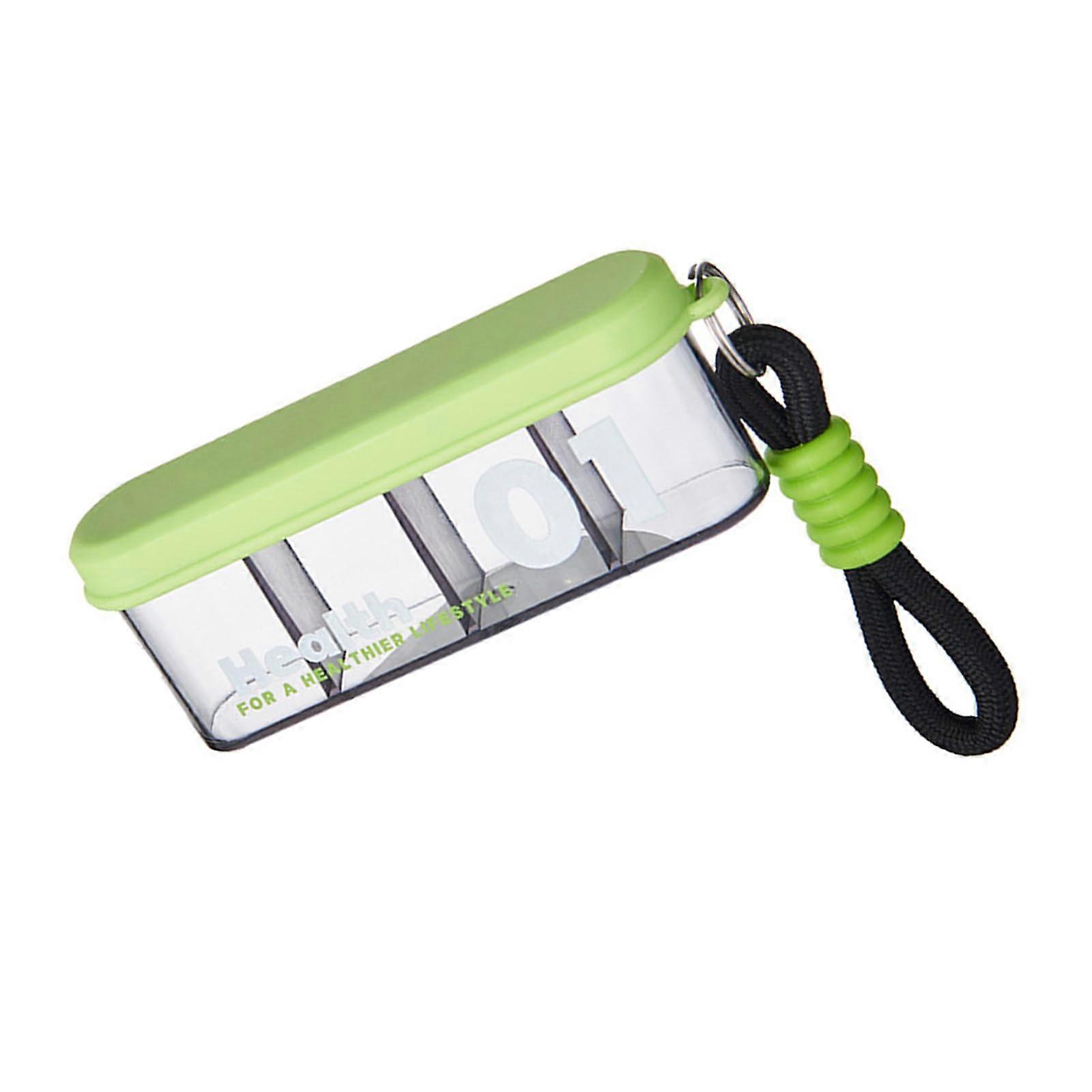 Portable Pill Container Waterproof Pill Holder with Keychain Storage Dispenser Green for Travel and Daily Use