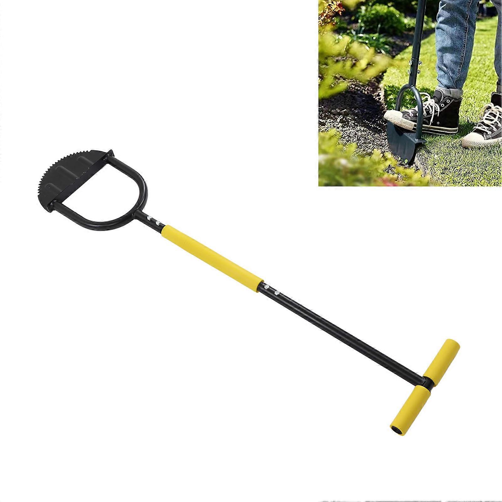 Manual Lawn Edger Steel Structure Saw Tooth Blade T Handle Sponge Cover Wide Pedal Garden Trimming Edging Tool