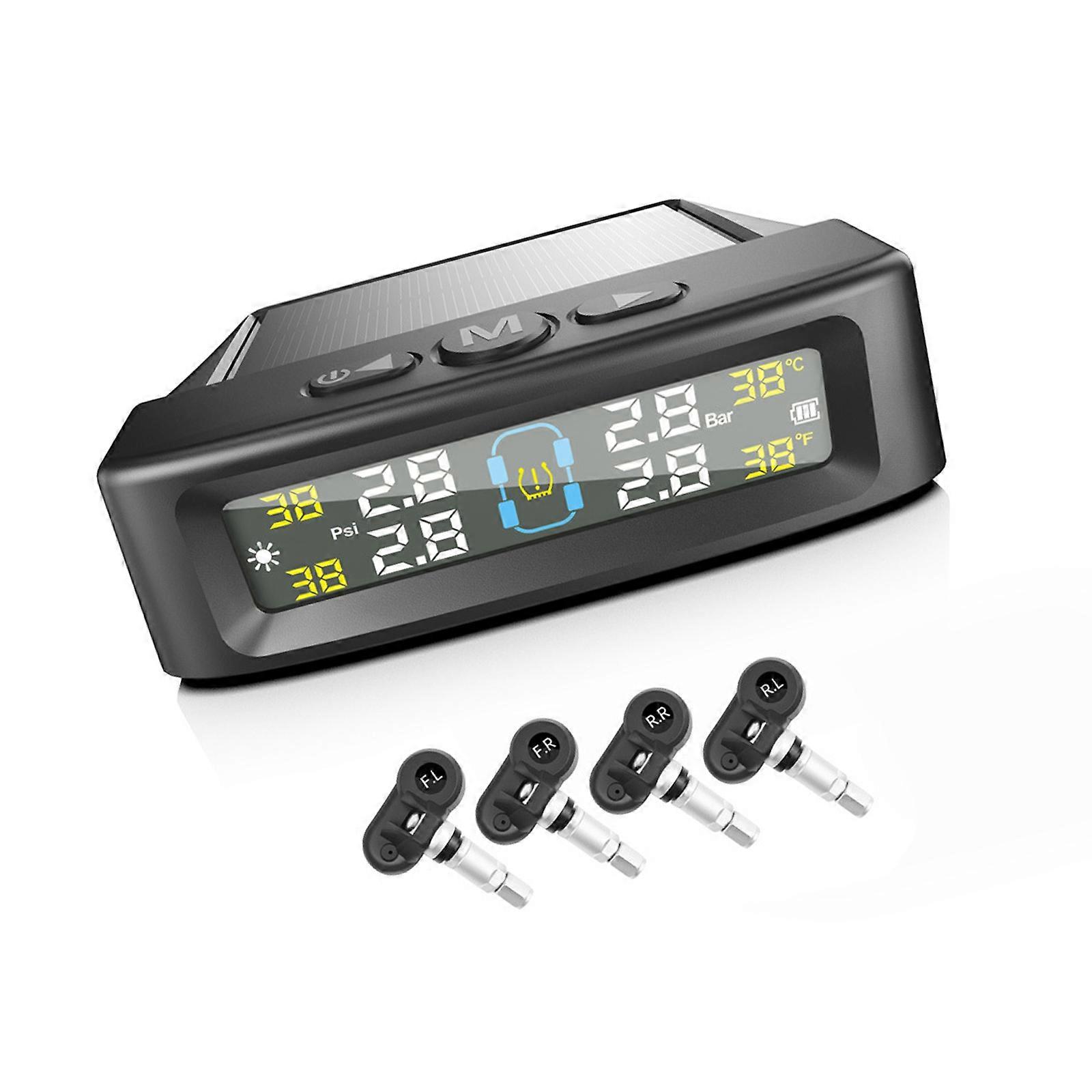 Sistema di monitoraggio della pressione dei pneumatici TPMS Sistema di allarme di sicurezza per auto Display digitale a 4 sensori alimentato tramite USB multicolore