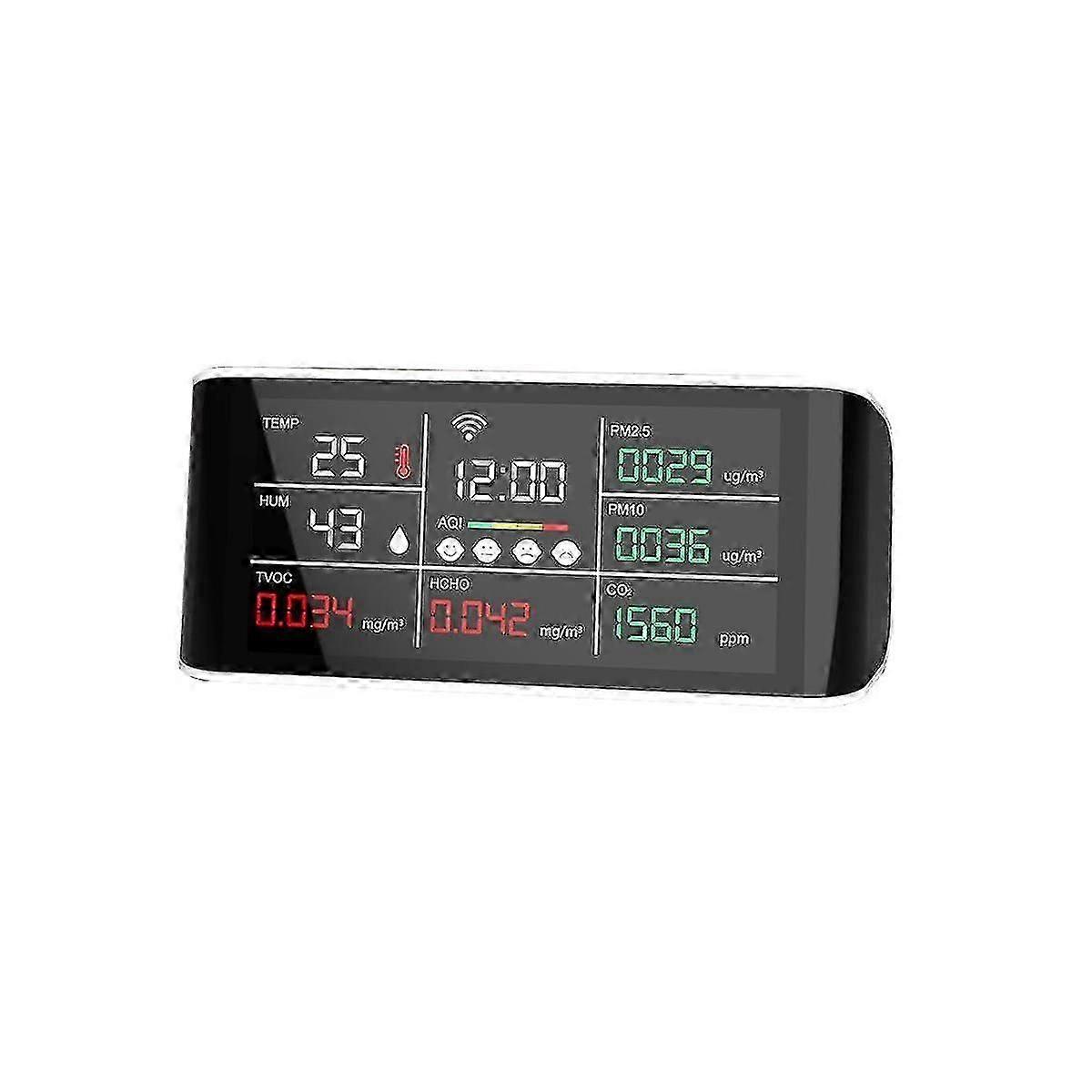 Tuya 9 i 1 Wifi luftkvalitet detektor CO2 gass tester pm2.5 pm10 tvoc formaldehyd monitor ledet displ