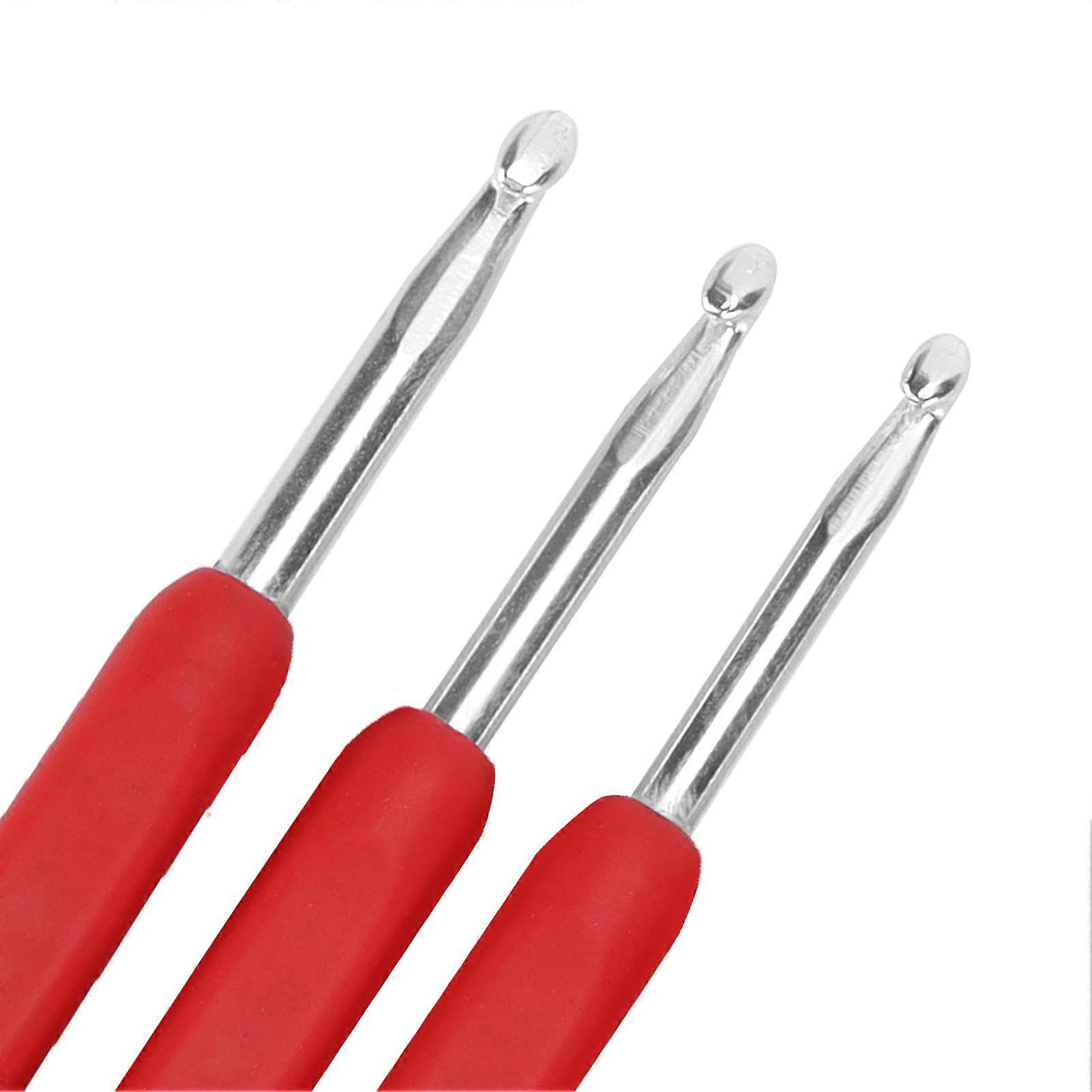 8pcs Crochet Hooks Multiple Colors Sweater Needle Soft Handle Weaving Tools for Handicraft LoversRed