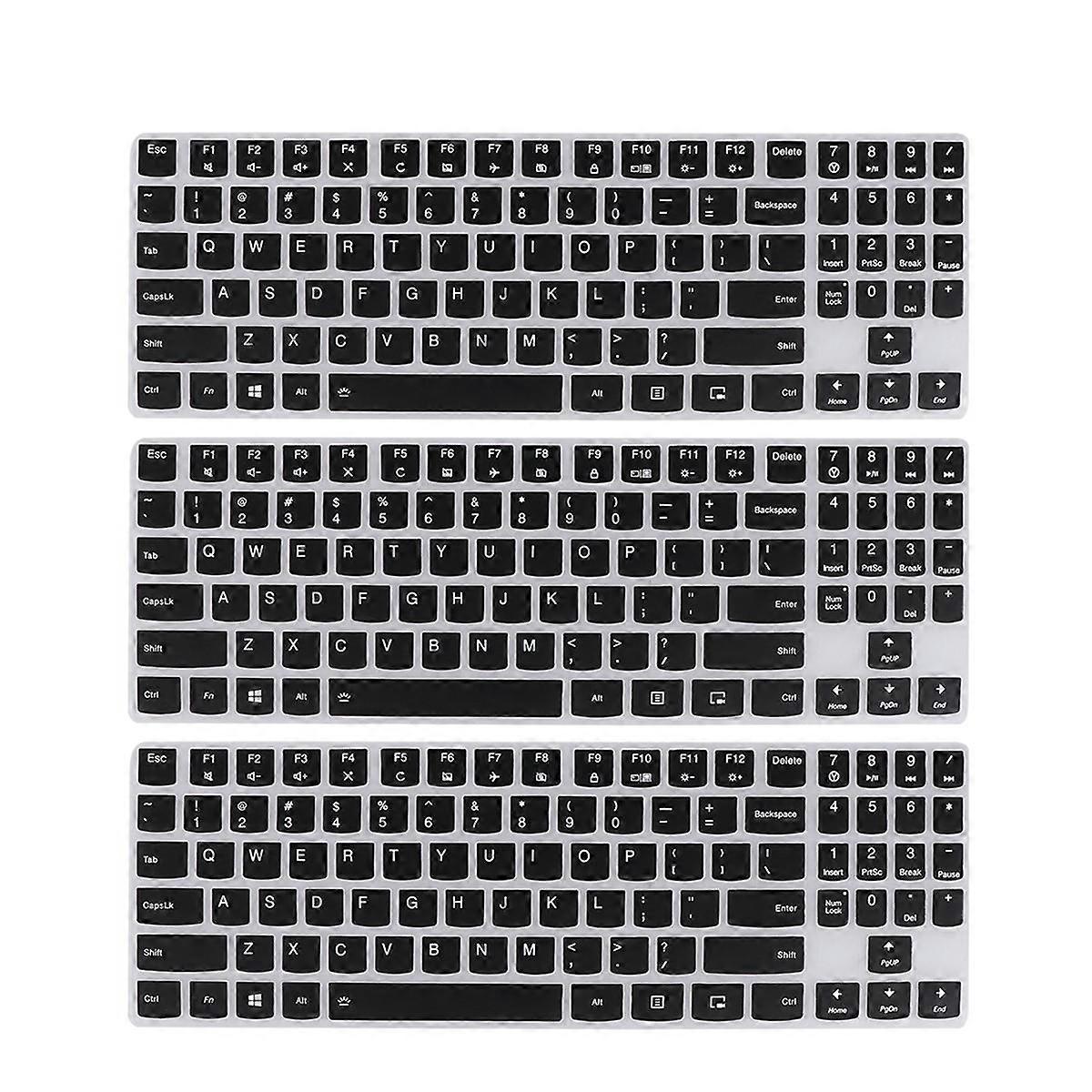 Laptop Keyboard Dust Cover Home Usage 15.6 Inches Black Silicone Water Splash Protection 3Pcs